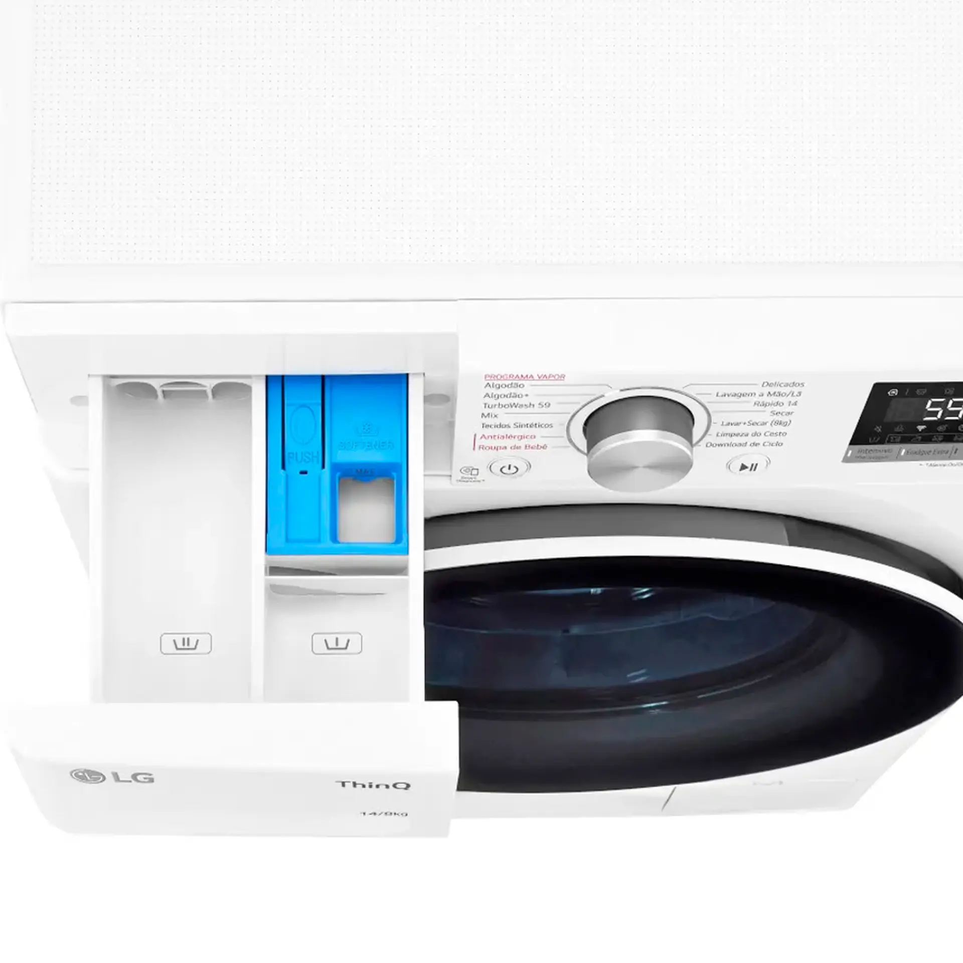 Lava e Seca Smart LG VC4 Com inteligência Artificial 14kg Cesto Inox CV5014WC4 - Branco - 110 Volts