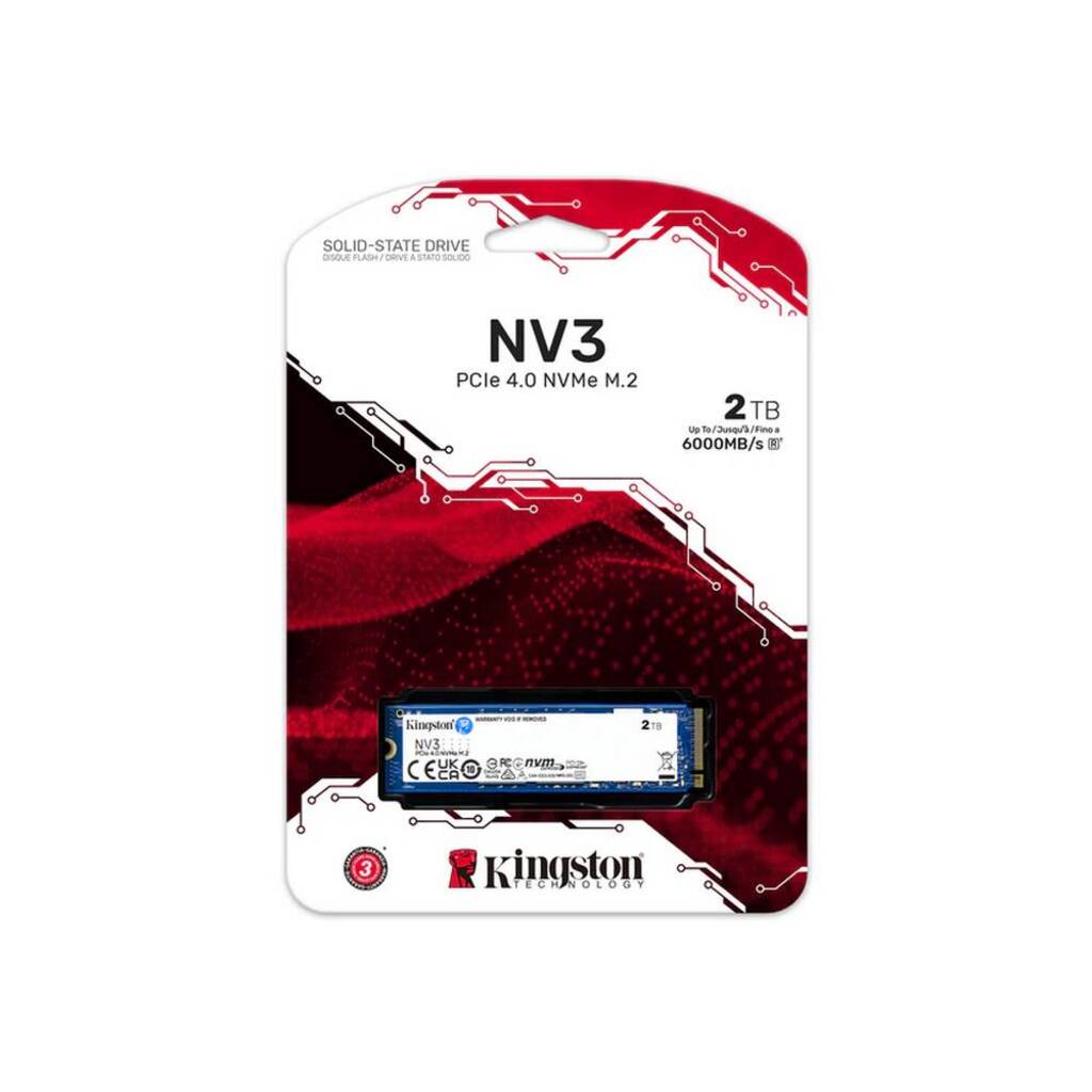SSD 2.0 TB M2-NVME PCI-e 4.0 2280 Kingston SNV3S/2000G Leitura 6000 MBPs Gravação 5000 MBPS
