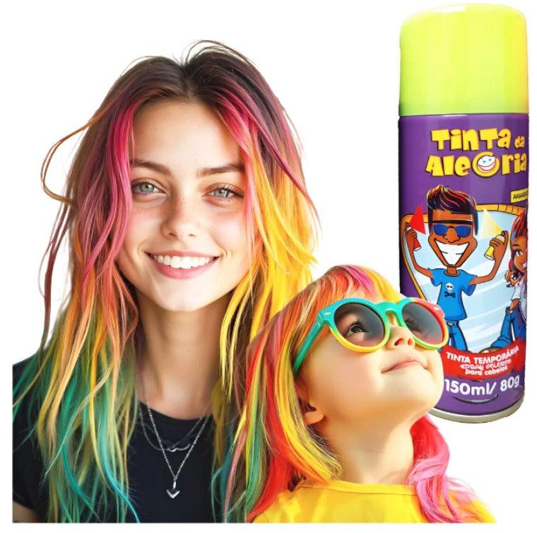 Tinta da Alegria Spray Colorido 150 ml Carnaval Amarela