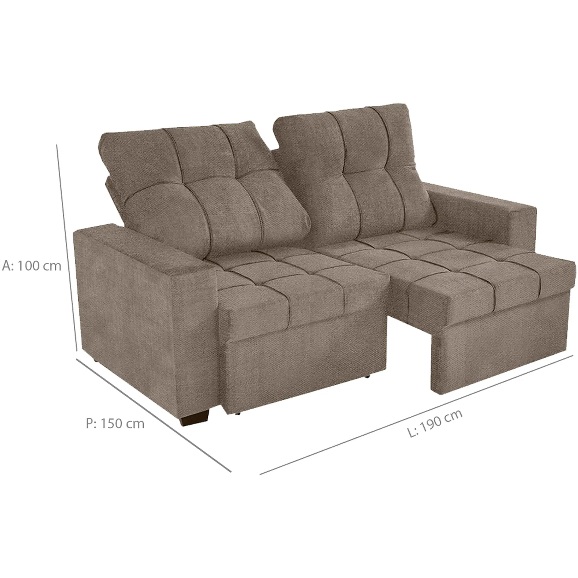 Sofá Retrátil e Reclinável 2 Lugares 190 cm Gazin Viena - Ônix