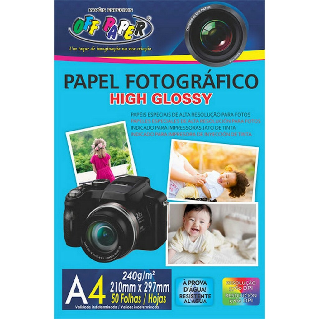 Papel Fotográfico Glossy A4 240 Gramas 50 Folhas Off Paper - 10526