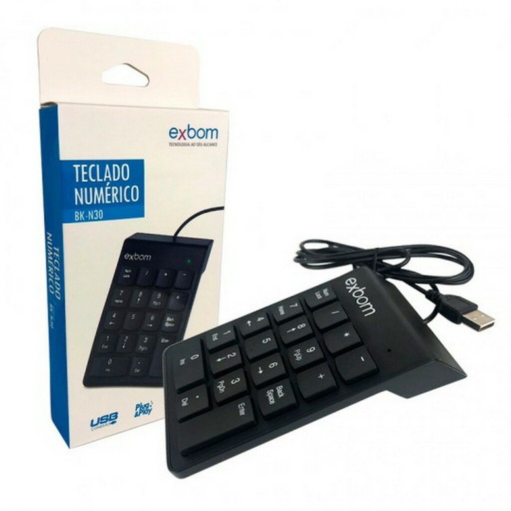 Teclado USB Exbom Numérico Compacto Preto BK-N30 - 3047