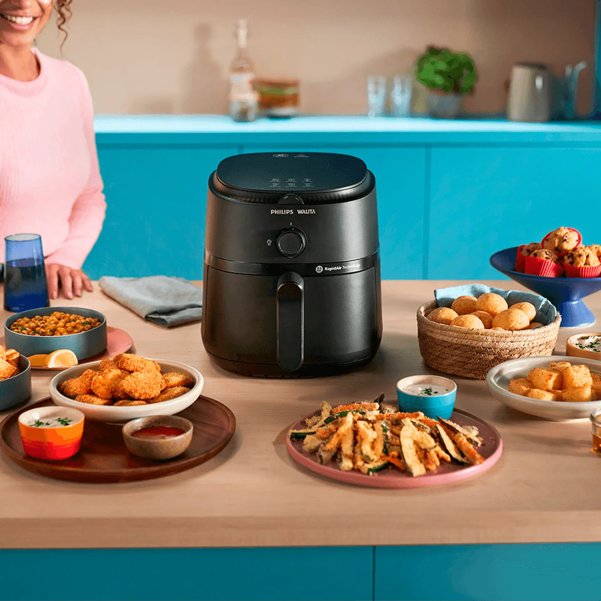 Fritadeira Elétrica Air Fryer Philips Walita Série 1000 6,2L 1700W - Preto - 110 Volts