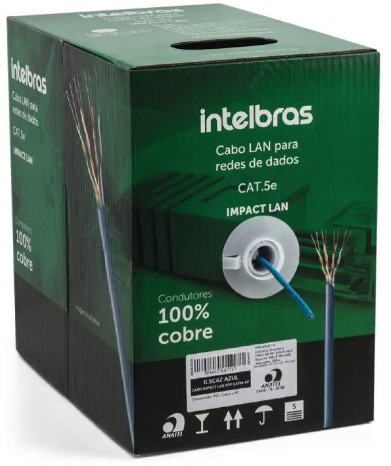 Cabo UTP CAT5E CM 4X24AWG IMPACT LAN ILC5CMAZ 305m Azul Intelbras