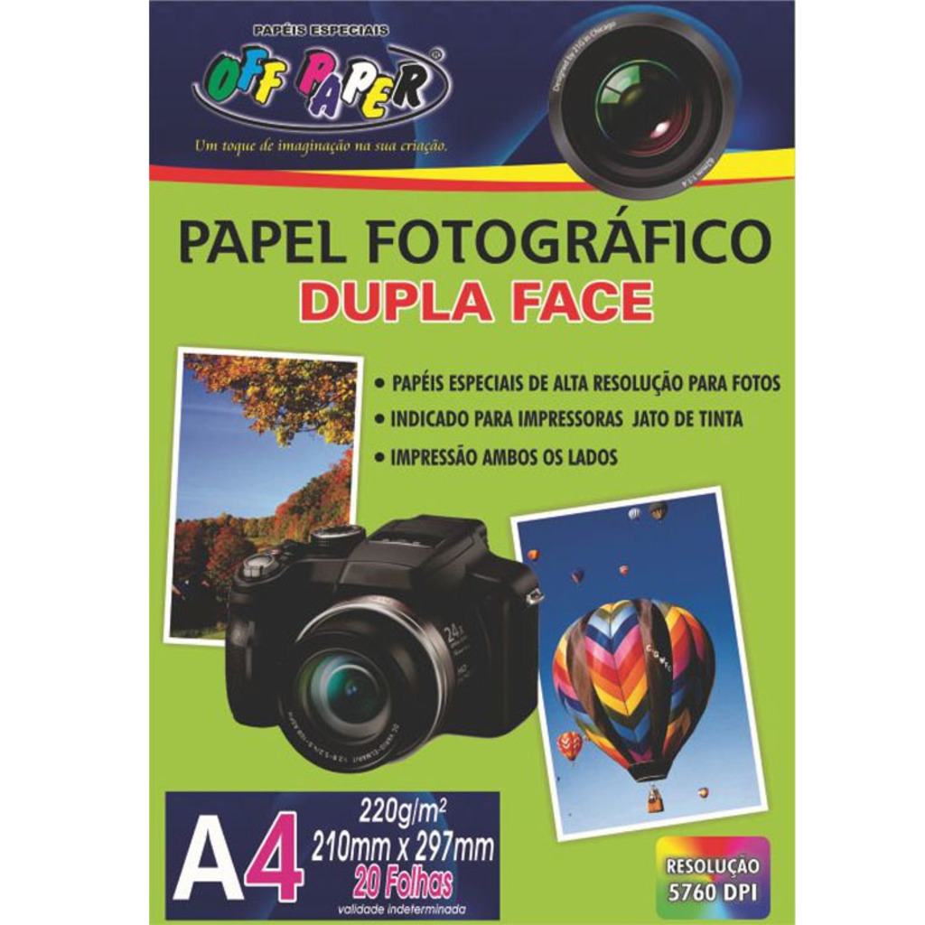Papel Fotográfico Glossy A4 220 Gramas 20 Folhas Dupla Face Off Paper - 10062
