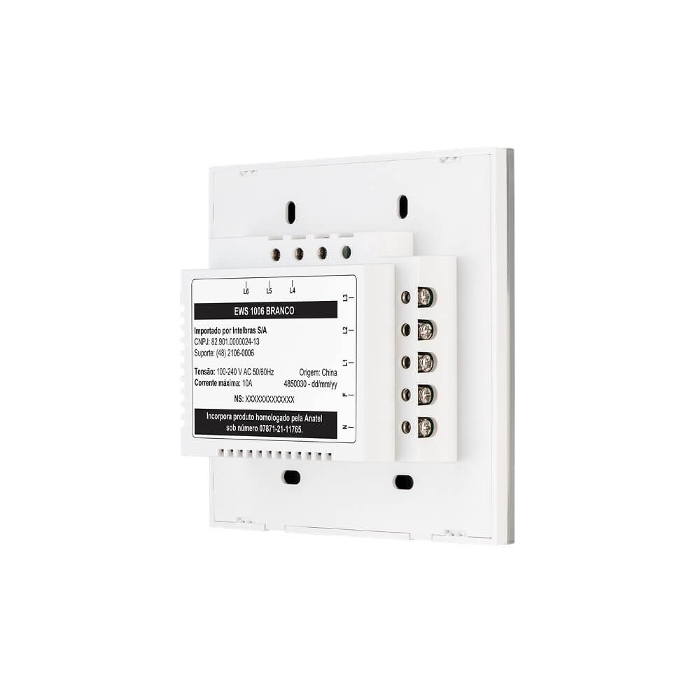 Interruptor Smart Wi-Fi Touch 6 Teclas Intelbras EWS 1006 Branco