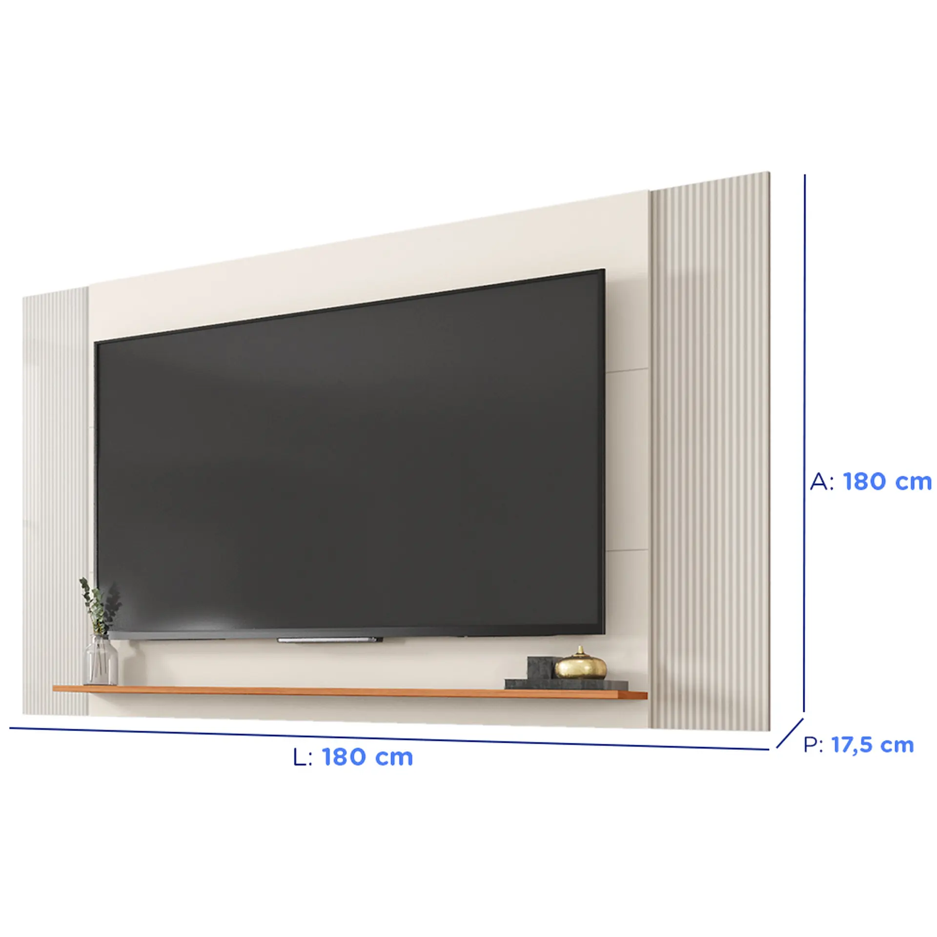 Painel para TV até 65" Extensível MDP Mondriano Caemmun - Off White/Freijó