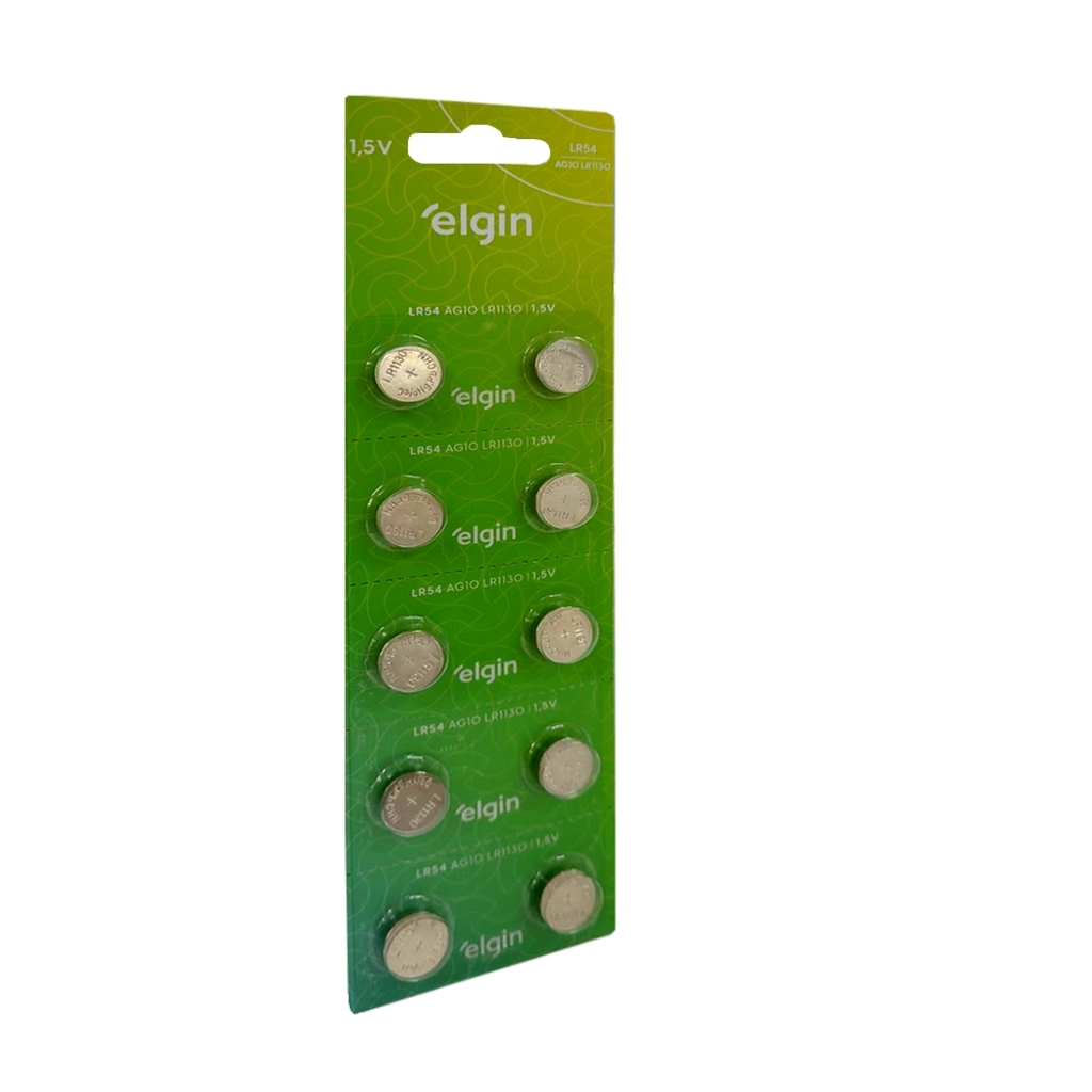 Bateria LR54 Alcalina 1,5 Volts Elgin - 82254 - Blister com 10 Baterias
