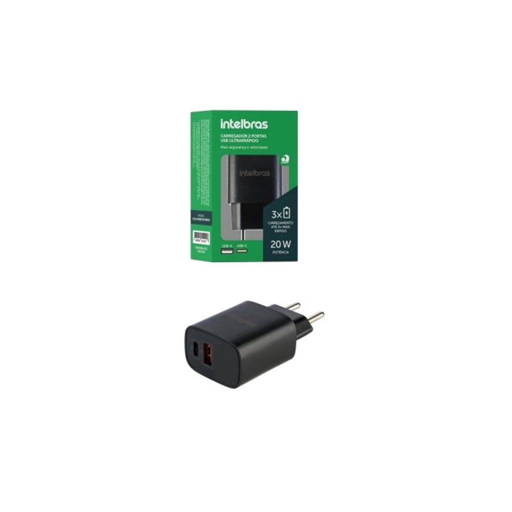 Carregador Ultra Rápido 2 Portas USB EC 11 POWER 20W Intelbras Preto
