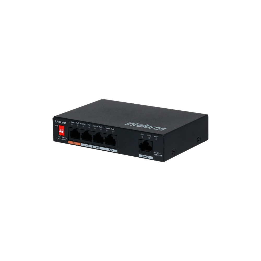 Switch 5 Portas Fast Ethernet 4 Portas PoE+ Intelbras SF 500 Hi-PoE