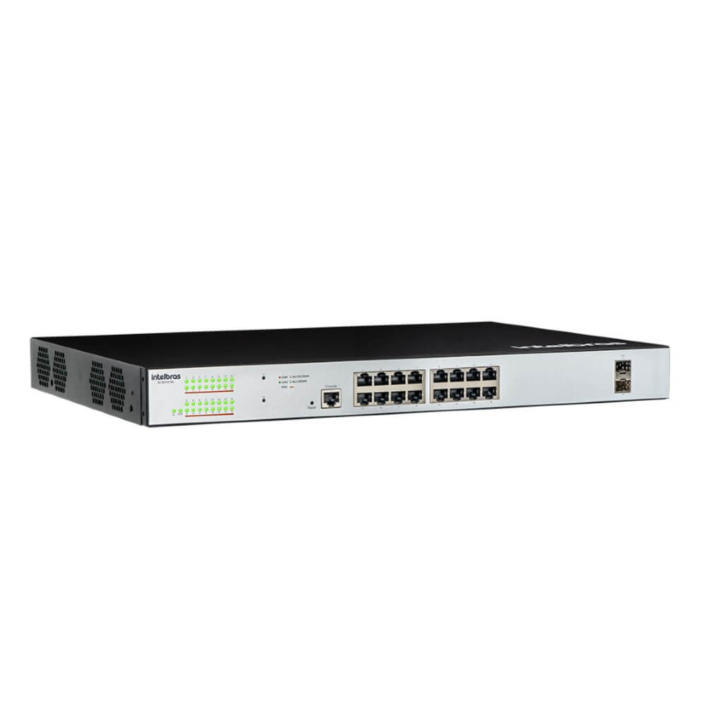 Switch Gerenciável 16 Portas Gigabit PoE 2 Portas SFP Intelbras SG 1602 PoE Max