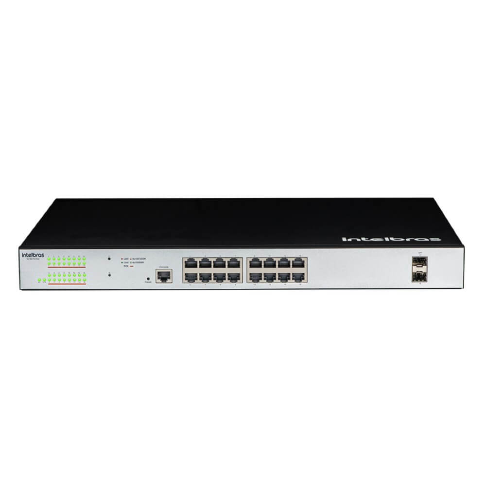Switch Gerenciável 16 Portas Gigabit PoE 2 Portas SFP Intelbras SG 1602 PoE Max