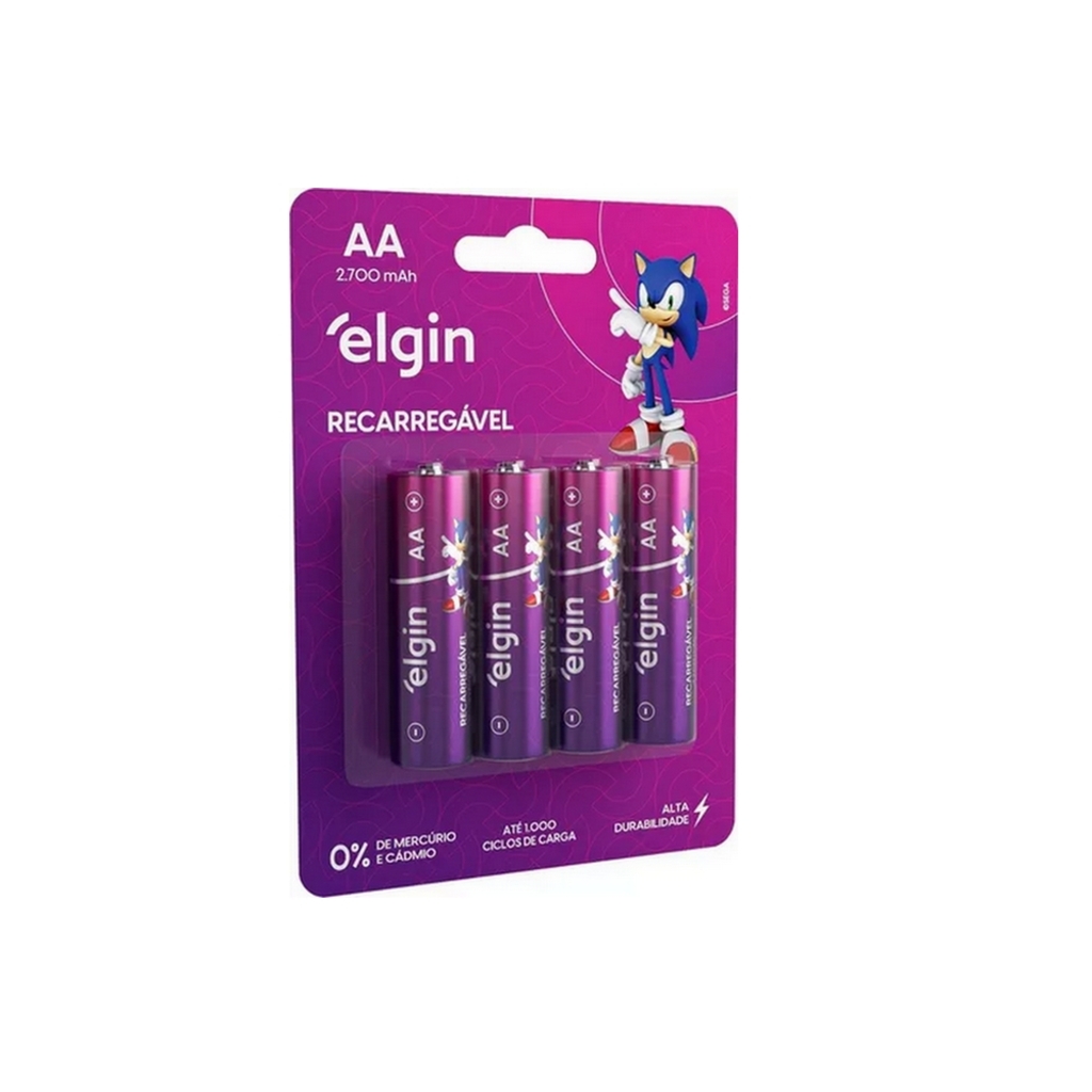 Pilha Recarregável AA 2700MAH Elgin - 82175 - Blister com 4 Pilhas
