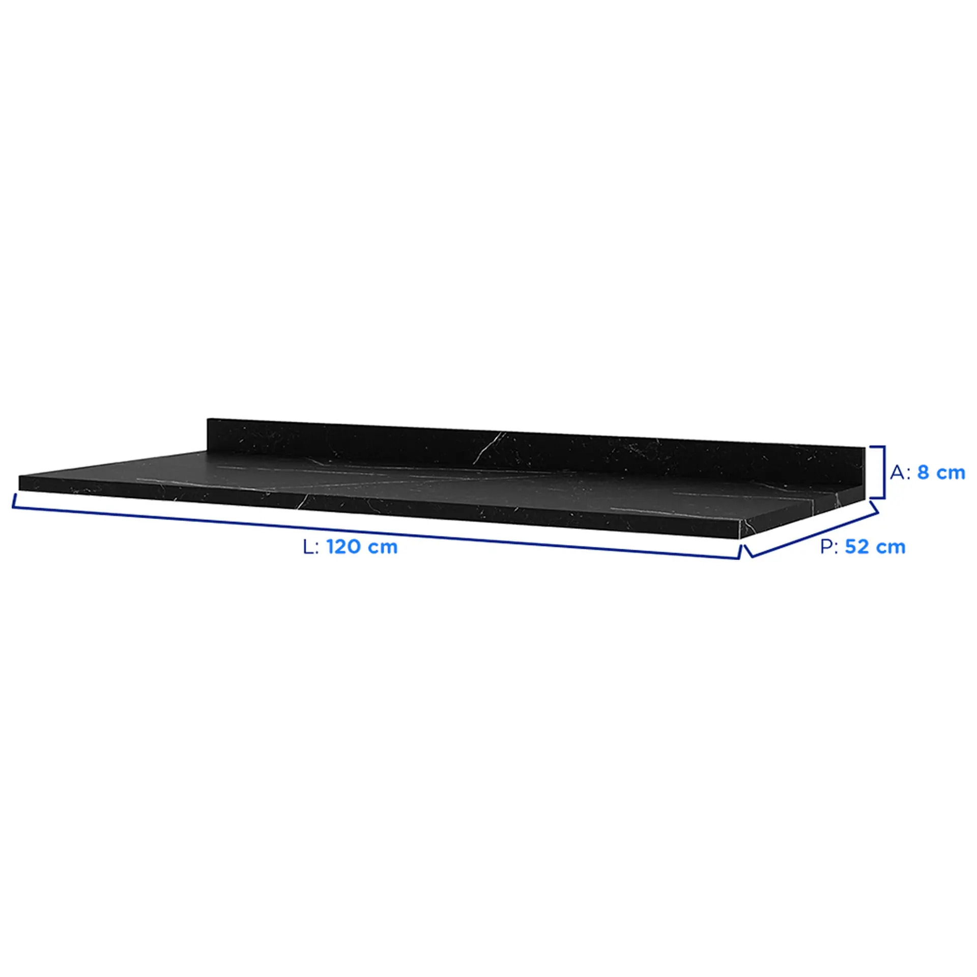 Tampo para Balcão 120 cm MDP BP Lumina Telasul - Preto