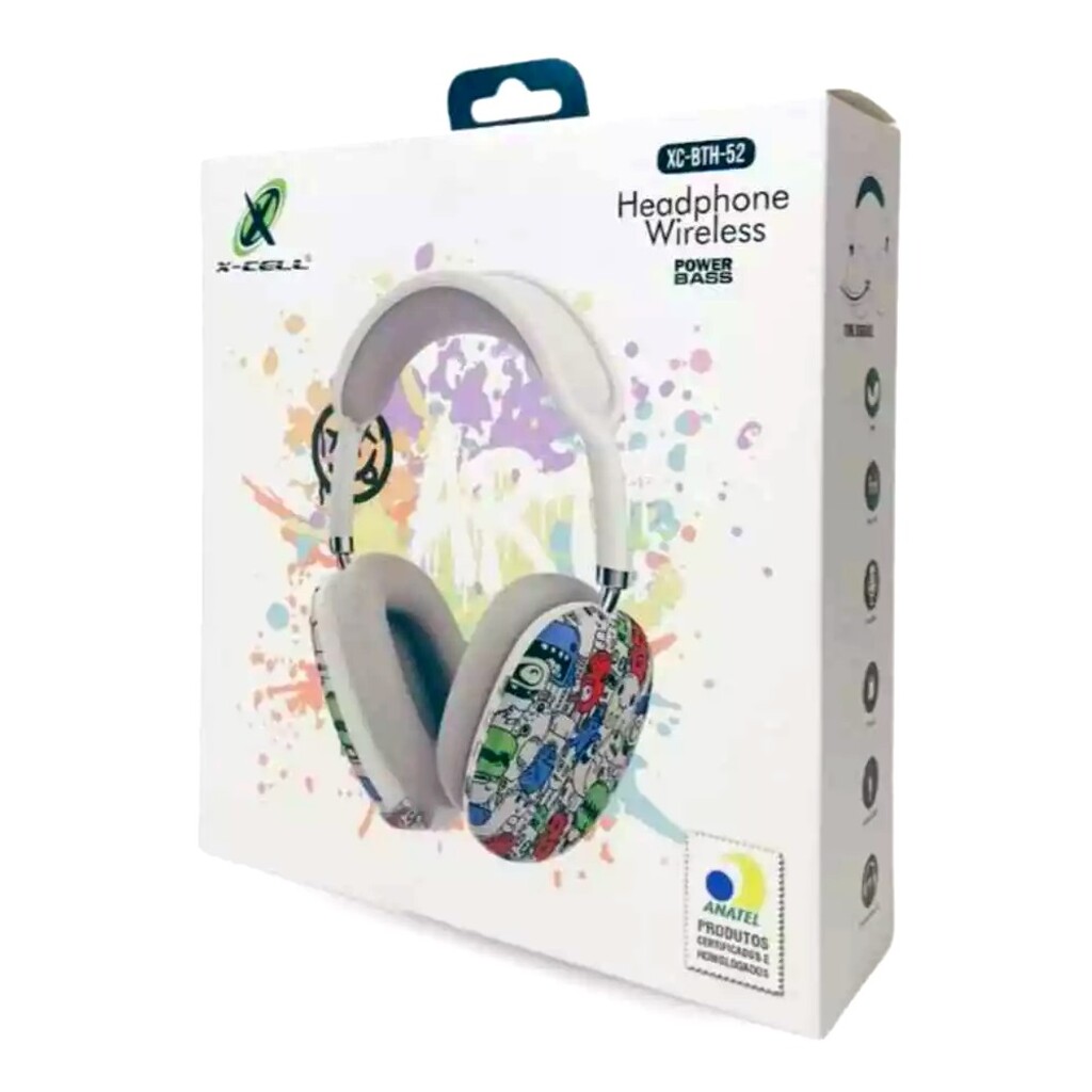 Fone de Ouvido Headset Bluetooth 5.3 com Microfone Branco Monsters X-CELL - XC-BTH-52