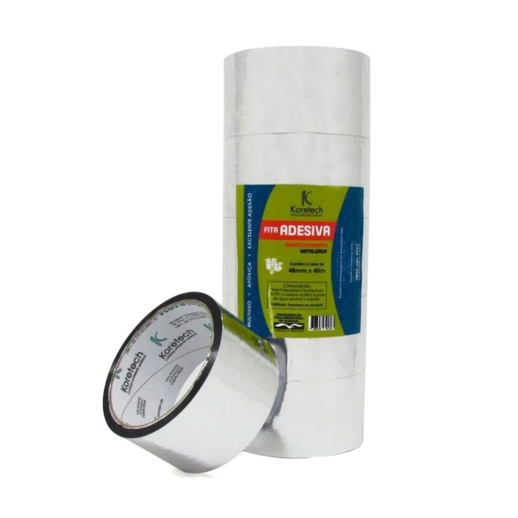 Fita Adesiva Metalizada Koretech 48MM x 40M - Pacote com 5 unidades - 18.31.4.0138