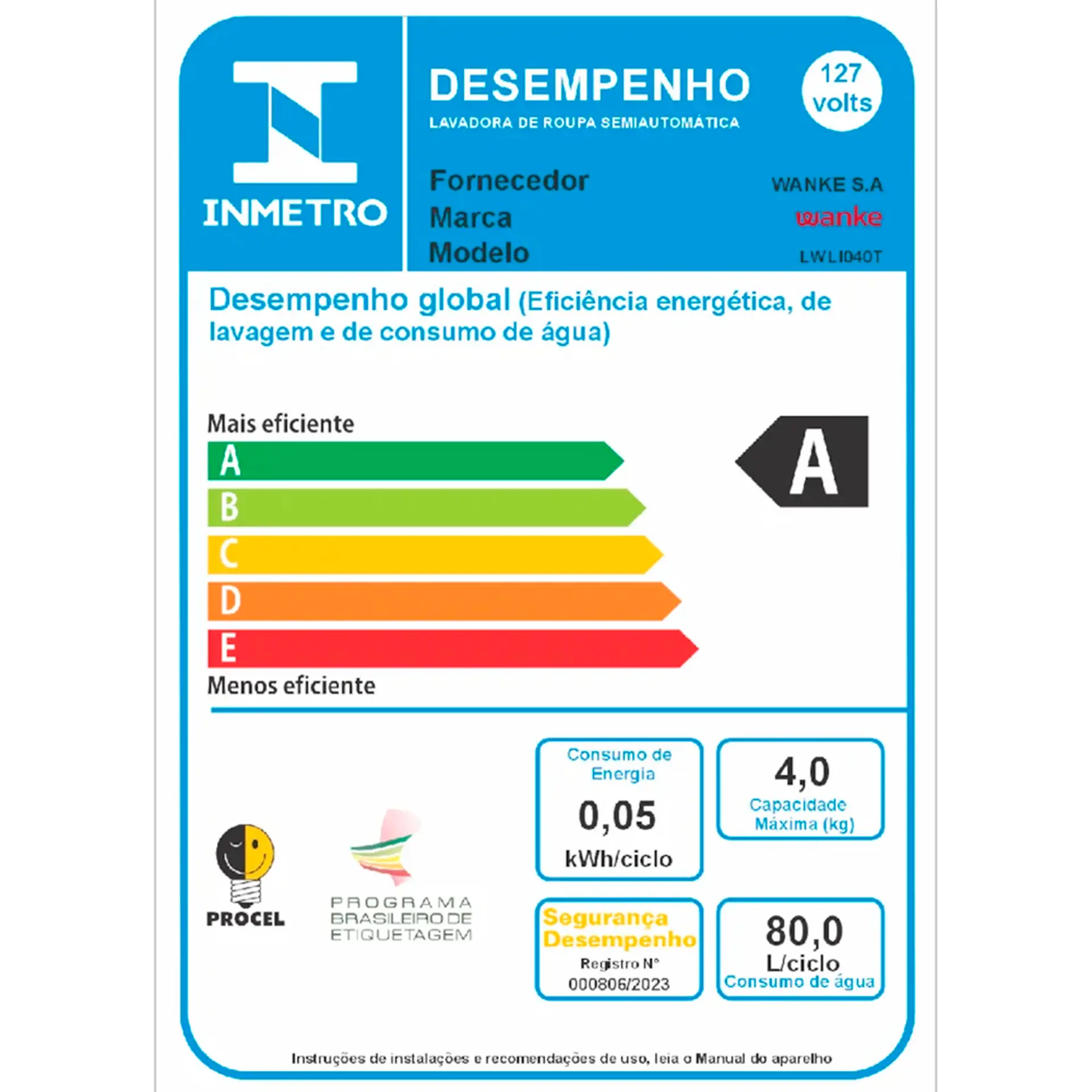 Tanquinho Wanke Super 4kg Semiautomático 4 Programas Timer 1507000 - Branco - 110 Volts