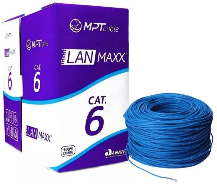 Cabo de Rede UTP Cat6 Azul LAN Maxx ANATEL MPT Caixa 305m