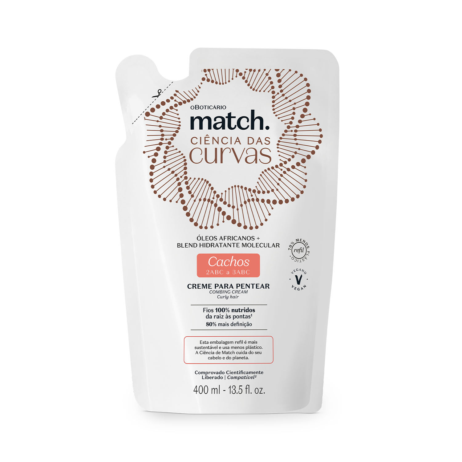 Combo Match Ciência das Curvas Cachos: Creme Para Pentear 450ml + Refil 400ml