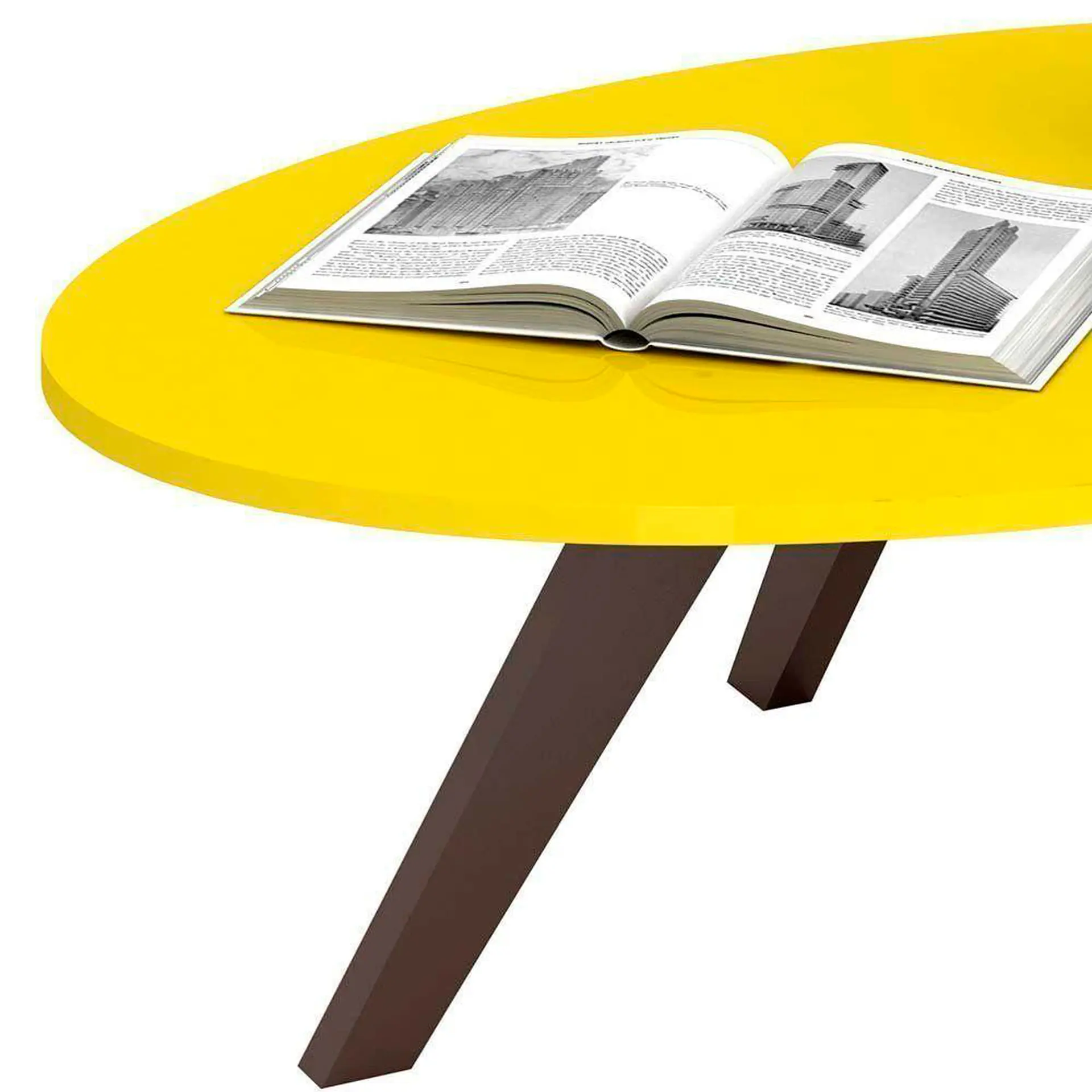 Mesa de Centro Oval Pés em Madeira Alba DJ Móveis - Amarelo