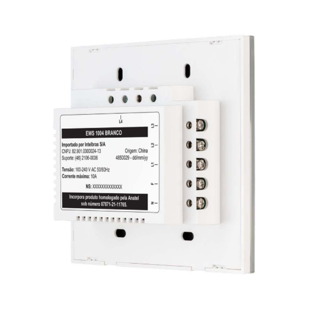 Interruptor Inteligente Wi-Fi Touch 4 Teclas EIW 1004 Branco Intelbras
