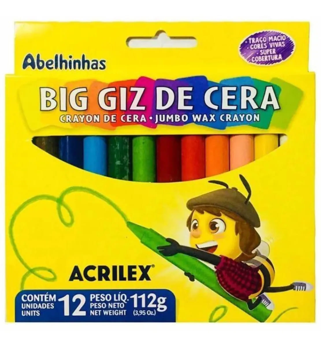 Giz de Cera Acrilex Grande 12 Cores