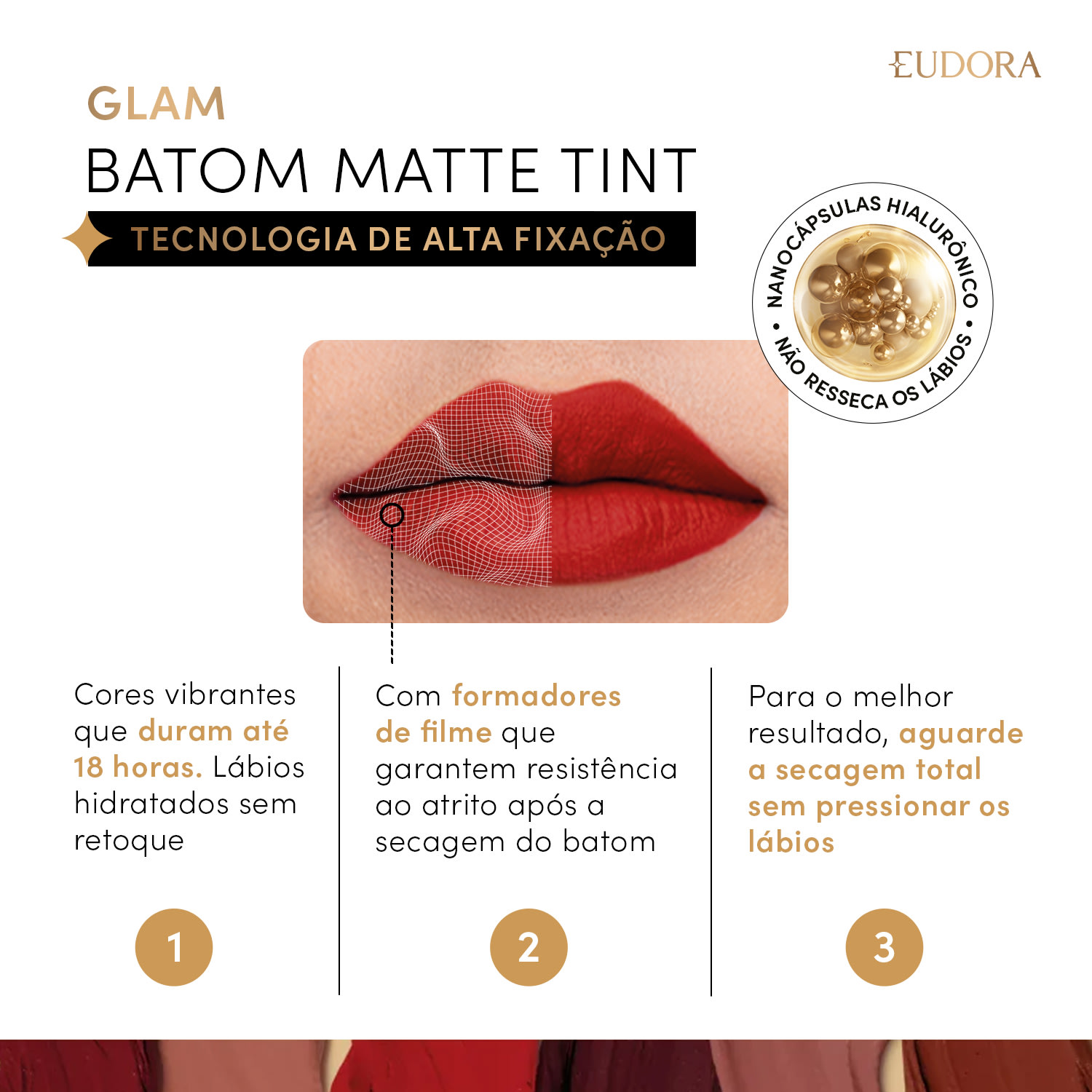 Batom Líquido Bordô Intenso Glam Matte Tint 4g