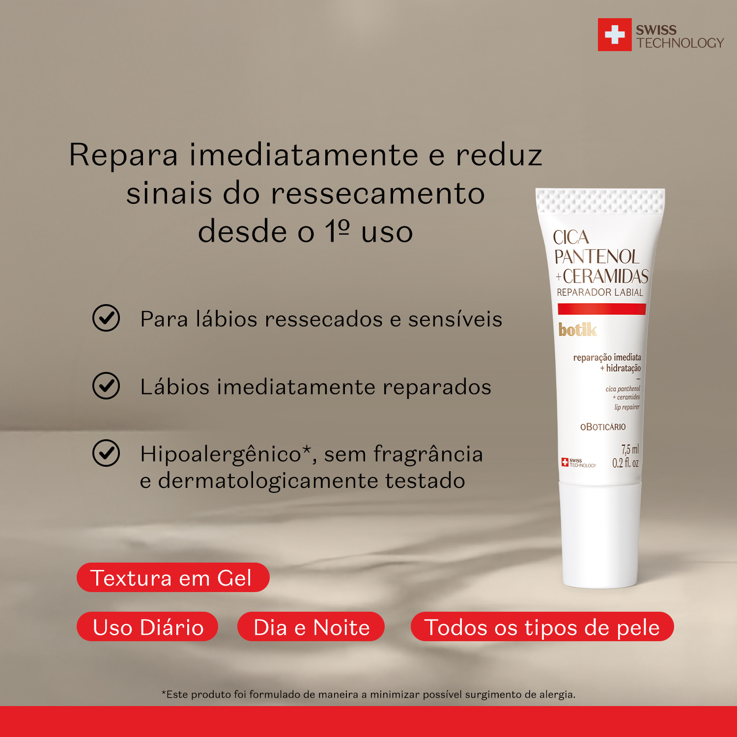 Reparador Labial Botik Cica Pantenol E Ceramidas 7,5ml