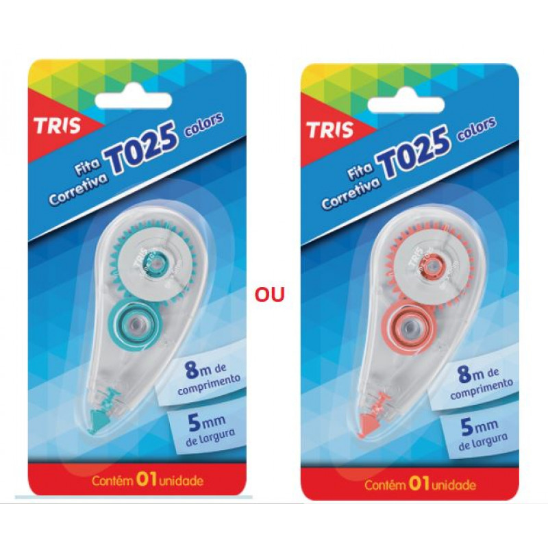 Corretiva Fita TRIS TO25 Cores Unidade Sortido