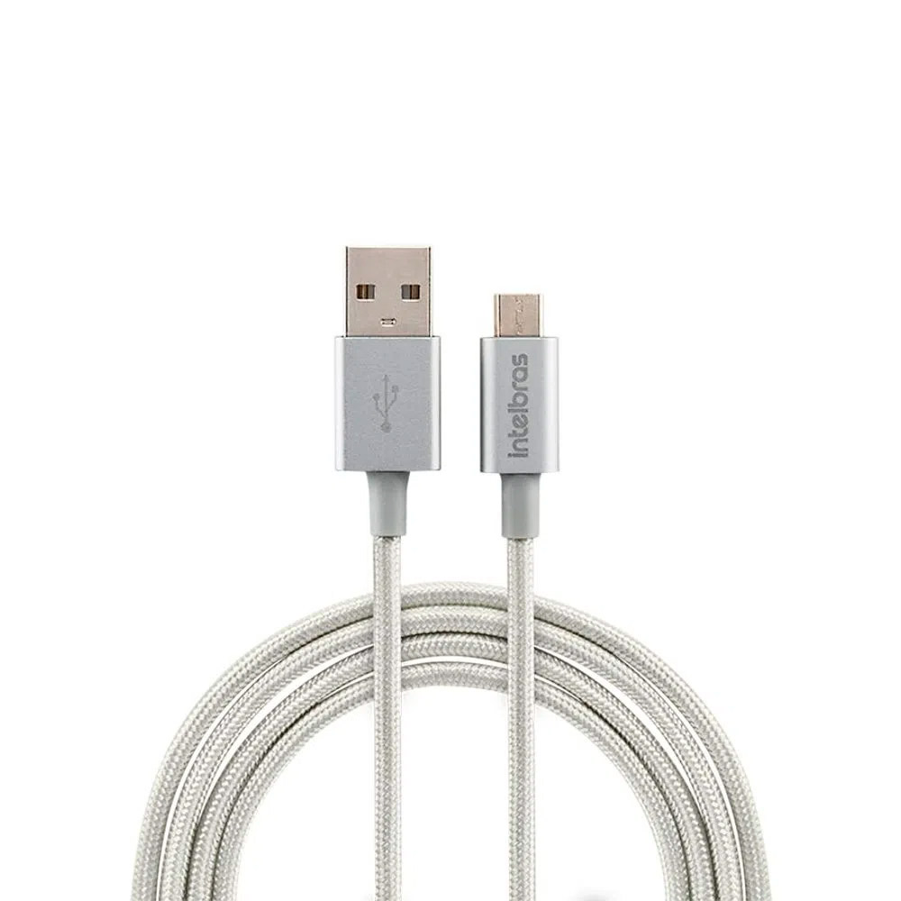 Cabo USB - Micro USB Branco nylon 1,5m Intelbras EUAB 15NB