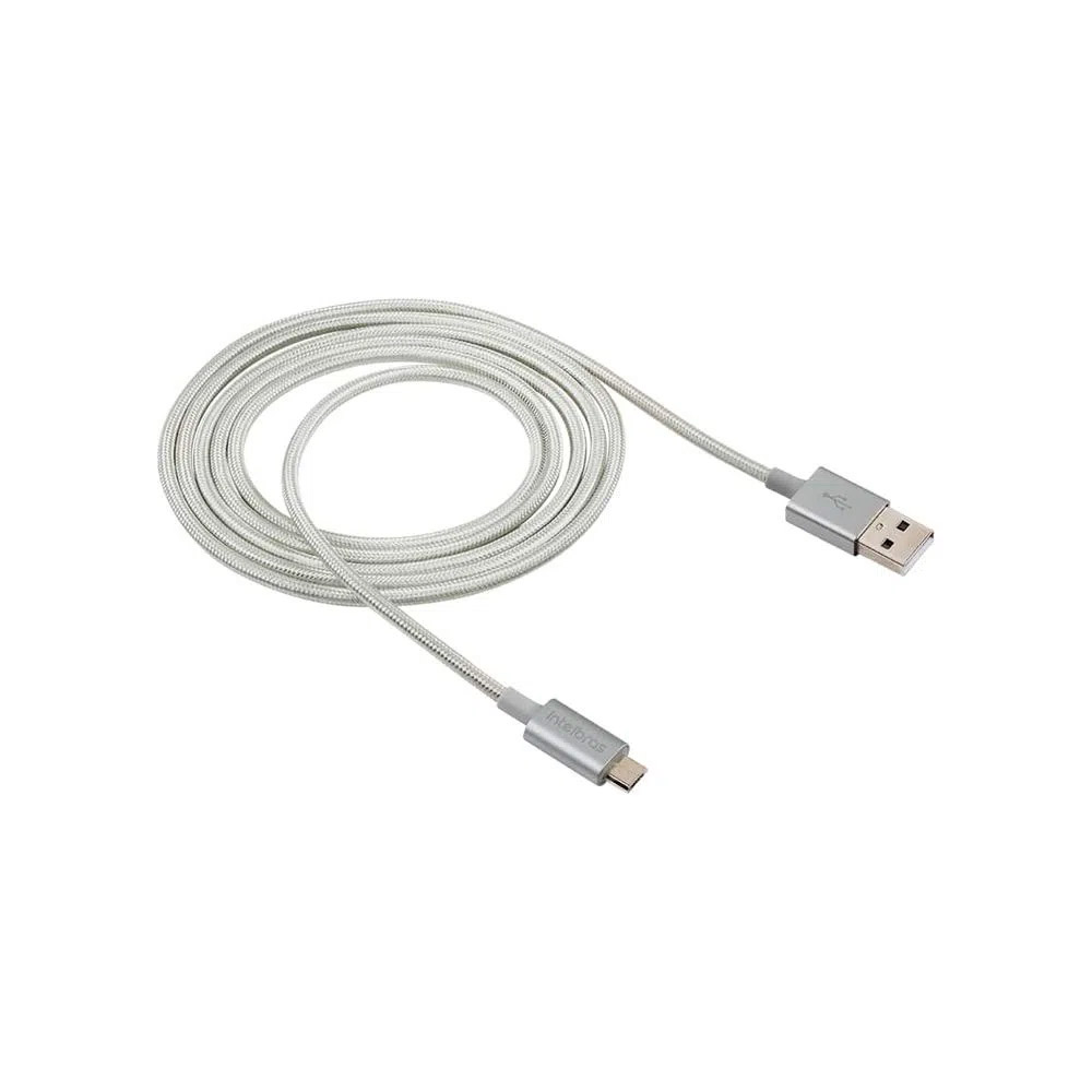 Cabo USB - Micro USB Branco nylon 1,5m Intelbras EUAB 15NB