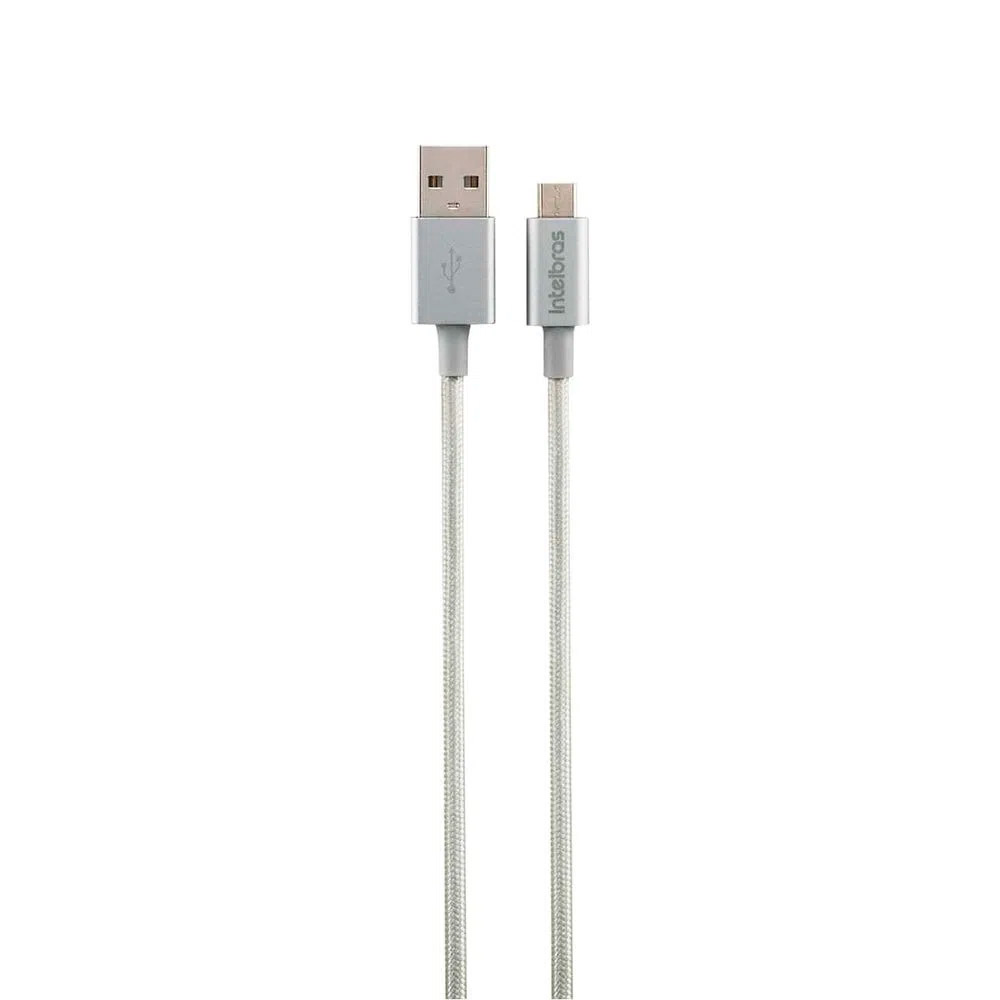 Cabo USB - Micro USB Branco nylon 1,5m Intelbras EUAB 15NB