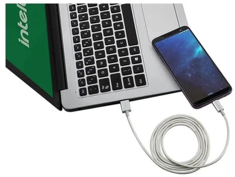 Cabo USB - Micro USB Branco nylon 1,5m Intelbras EUAB 15NB