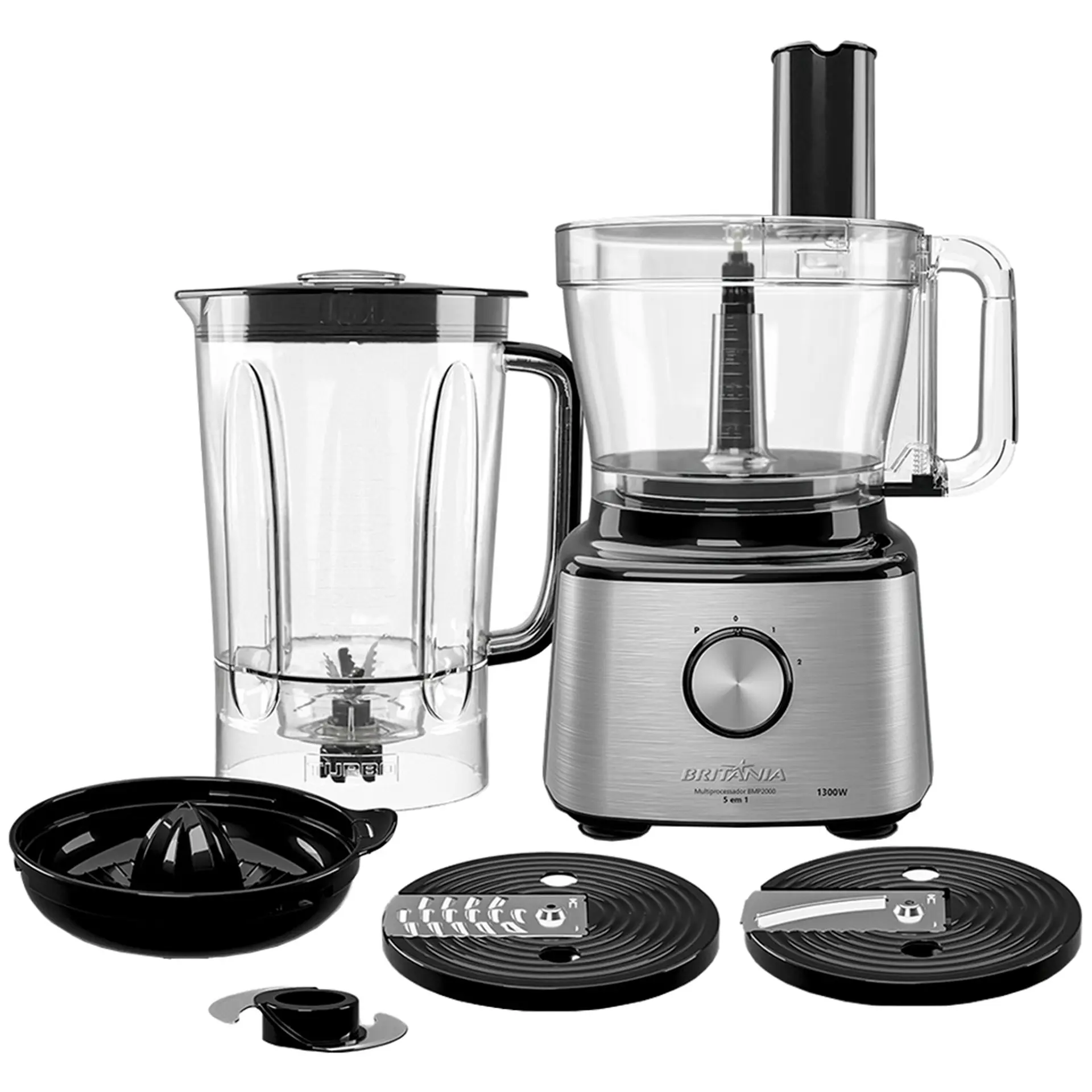 Multiprocessador Britânia 5 em 1 BMP2000 1300W - Preto/Inox - 110 Volts