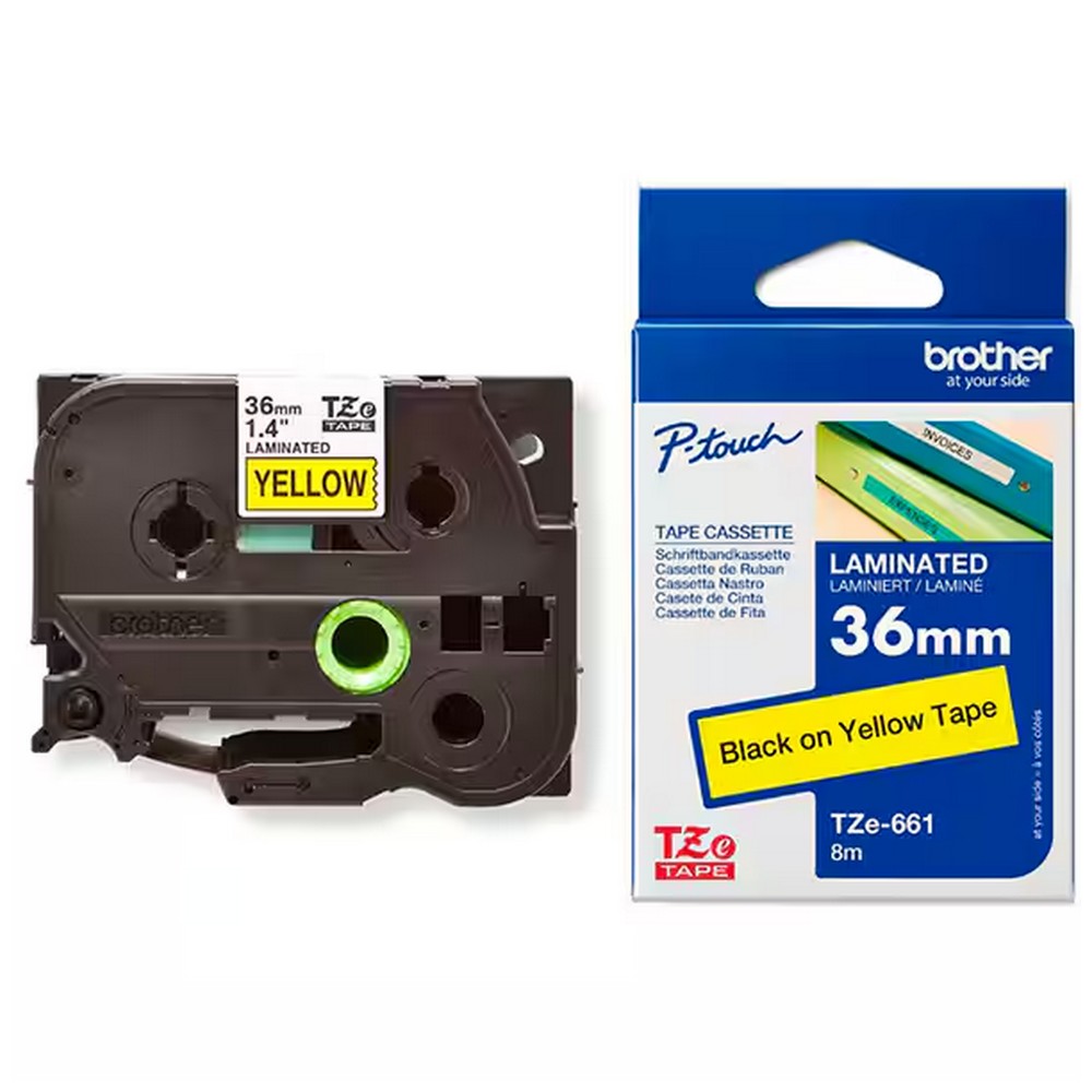 Fita Rotuladora Brother Original 36mm Preto no Amarelo TZE661