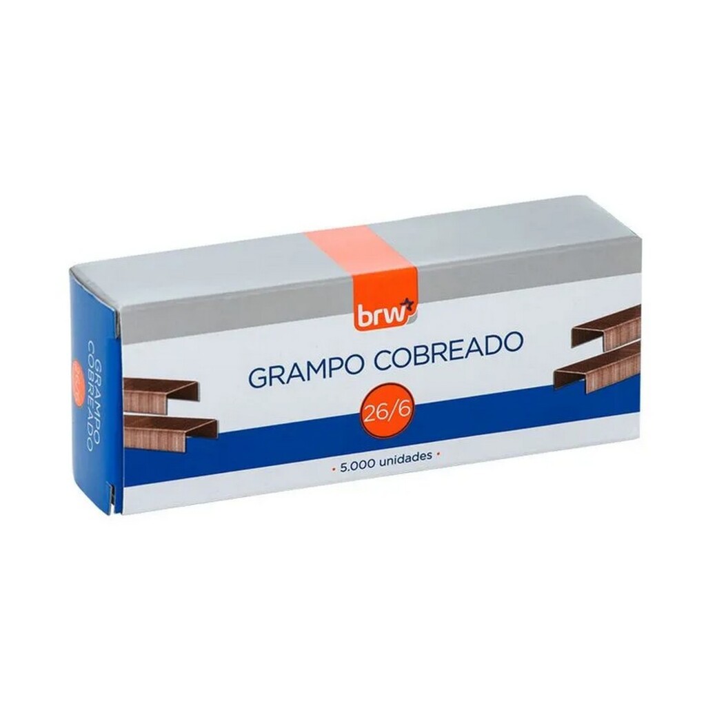 Grampos Cobreado 26/6 Caixa com 5000 Unidades - BRW - GR5001
