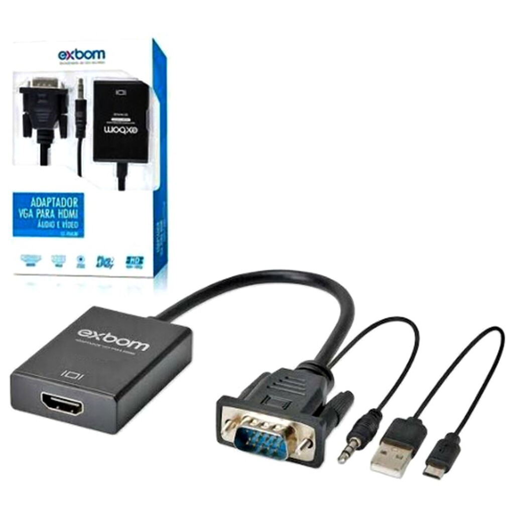 Conversor VGA + Áudio para HDMI Femêa Exbom 3216 CCVHA30