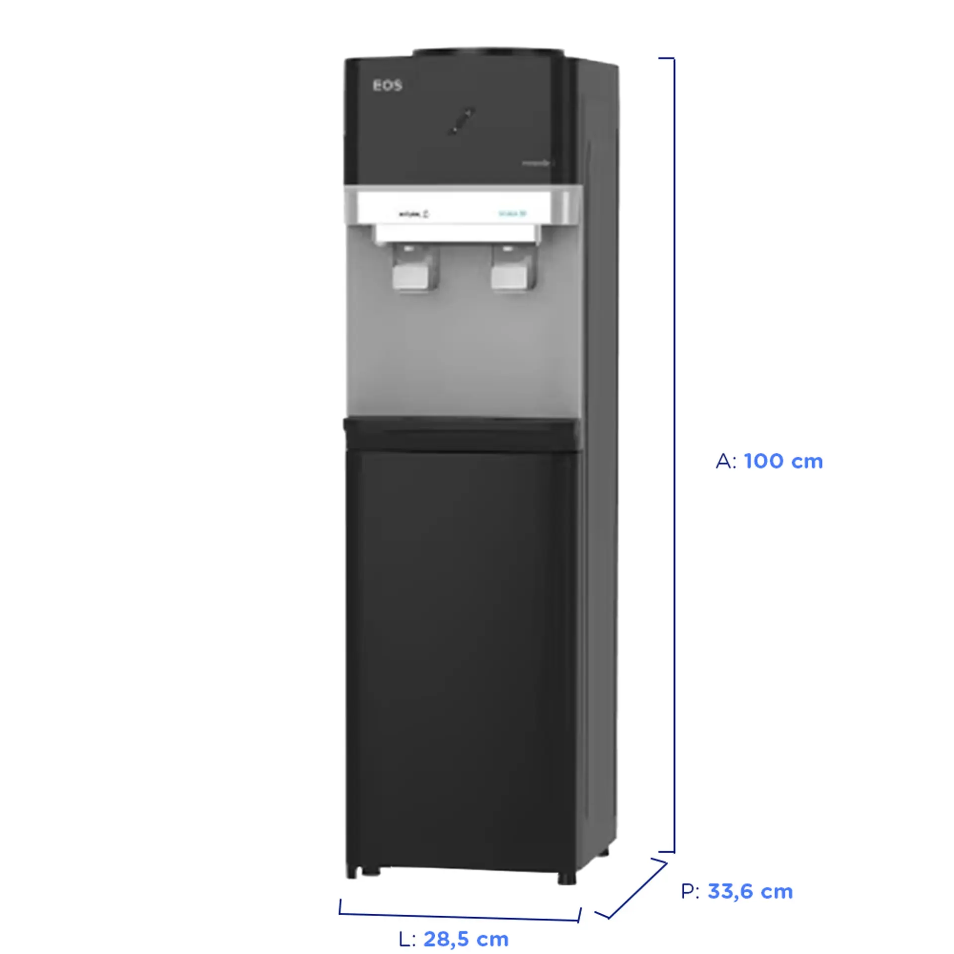 Bebedouro Coluna para Garrafão com Armário Mineralle Compressor EOS - Preto - 110 Volts