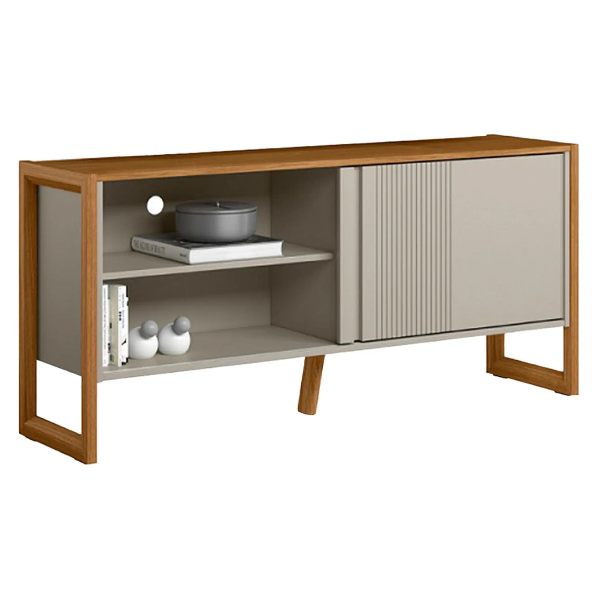 Rack para TV até 55" 1 Porta de Correr Gold Linea Brasil - Nature/Off White