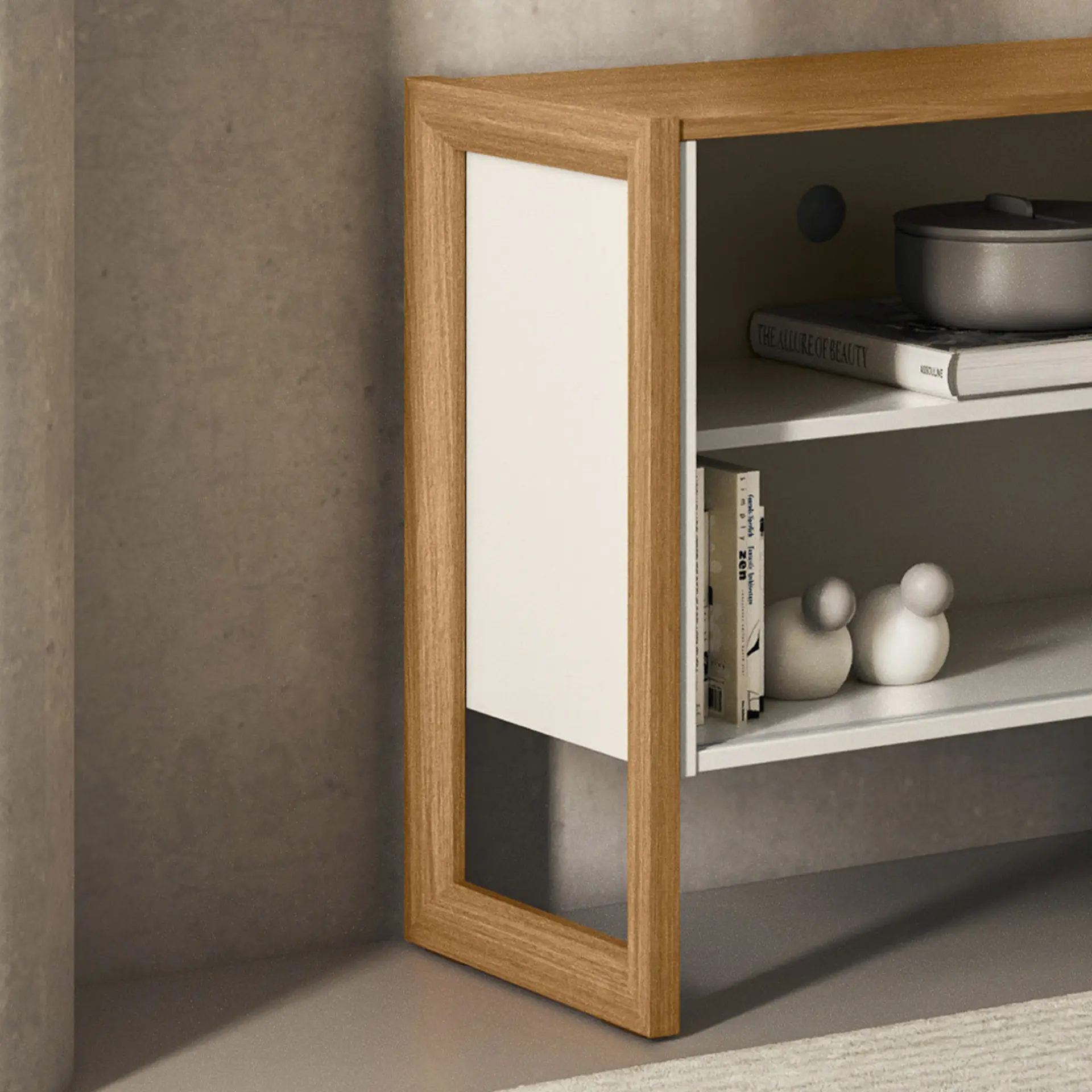 Rack para TV até 55" 1 Porta de Correr Gold Linea Brasil - Nature/Off White
