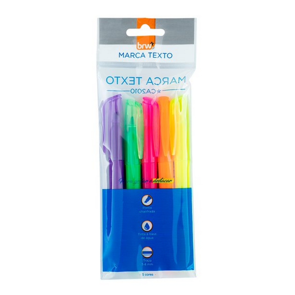 Caneta Marca Texto Blister com 5 Cores - BRW - CA2010