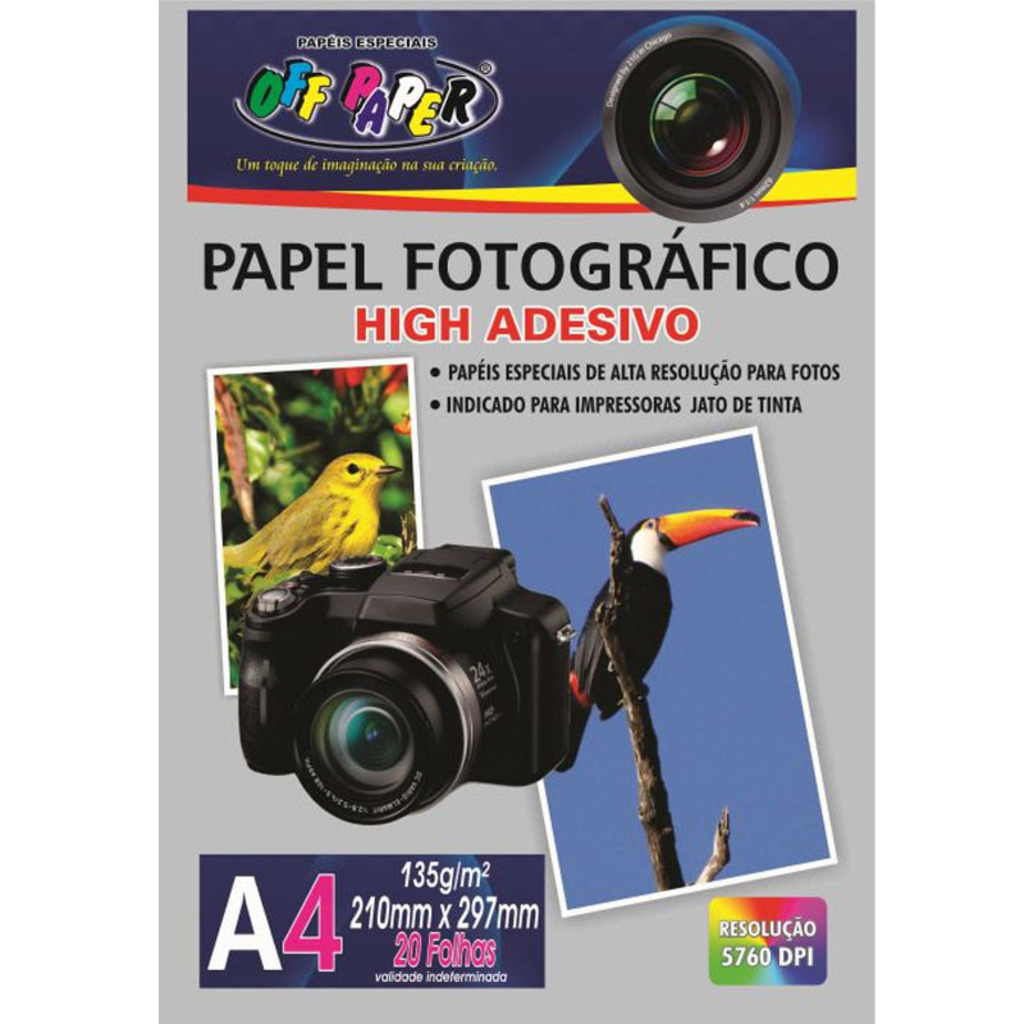 Papel Fotográfico High Adesivo A4 135 Gramas 20 Folhas Off Paper - 10063