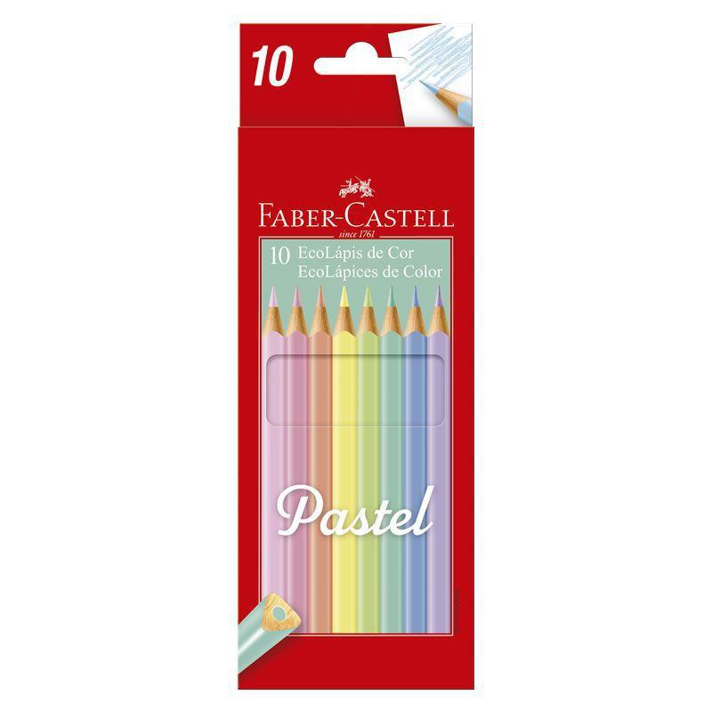 Lápis de Cor Faber Castell 10X1 Grande Cores em Tons Pastel