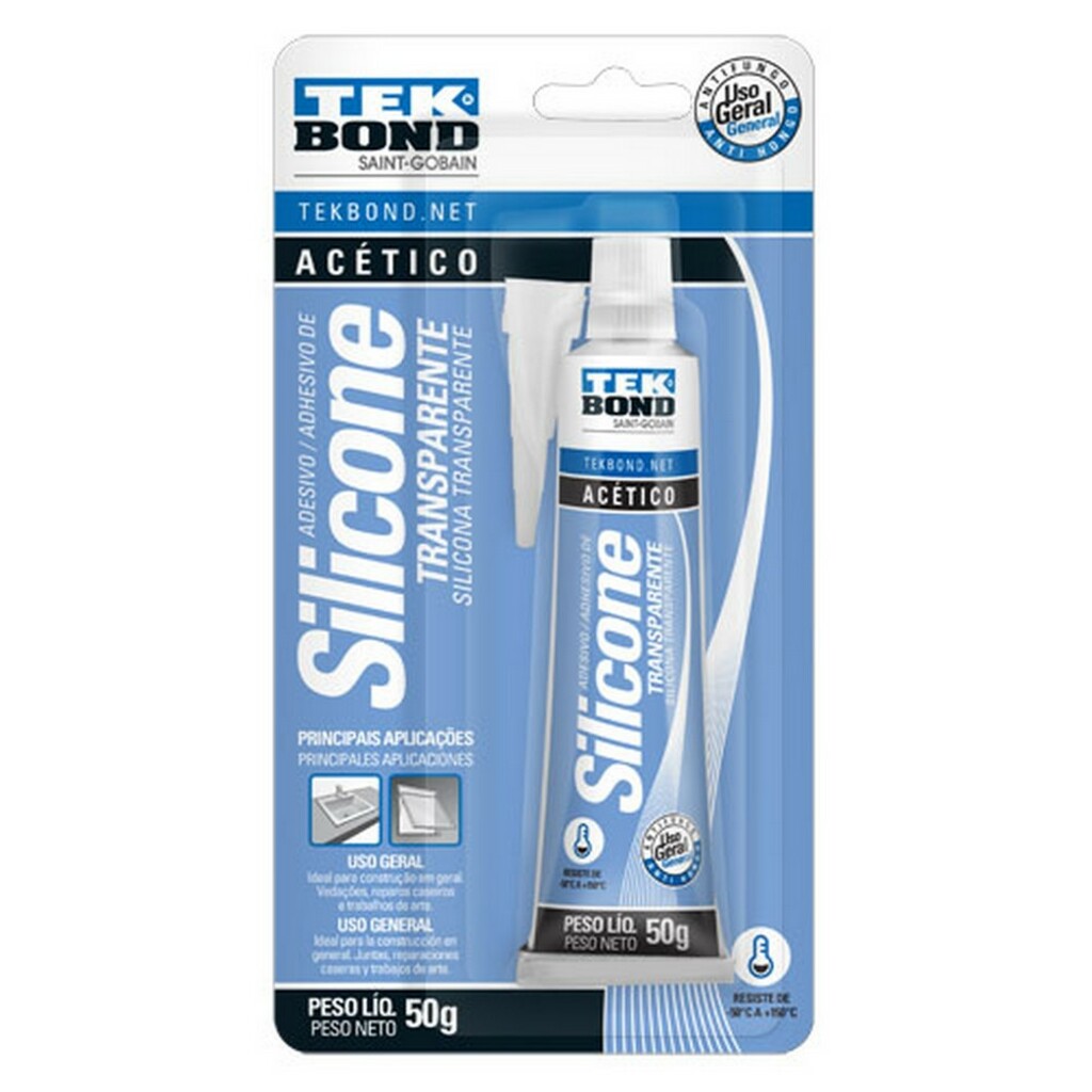 Adesivo de Silicone Acético Incolor Tekbond 50g - 69957321895