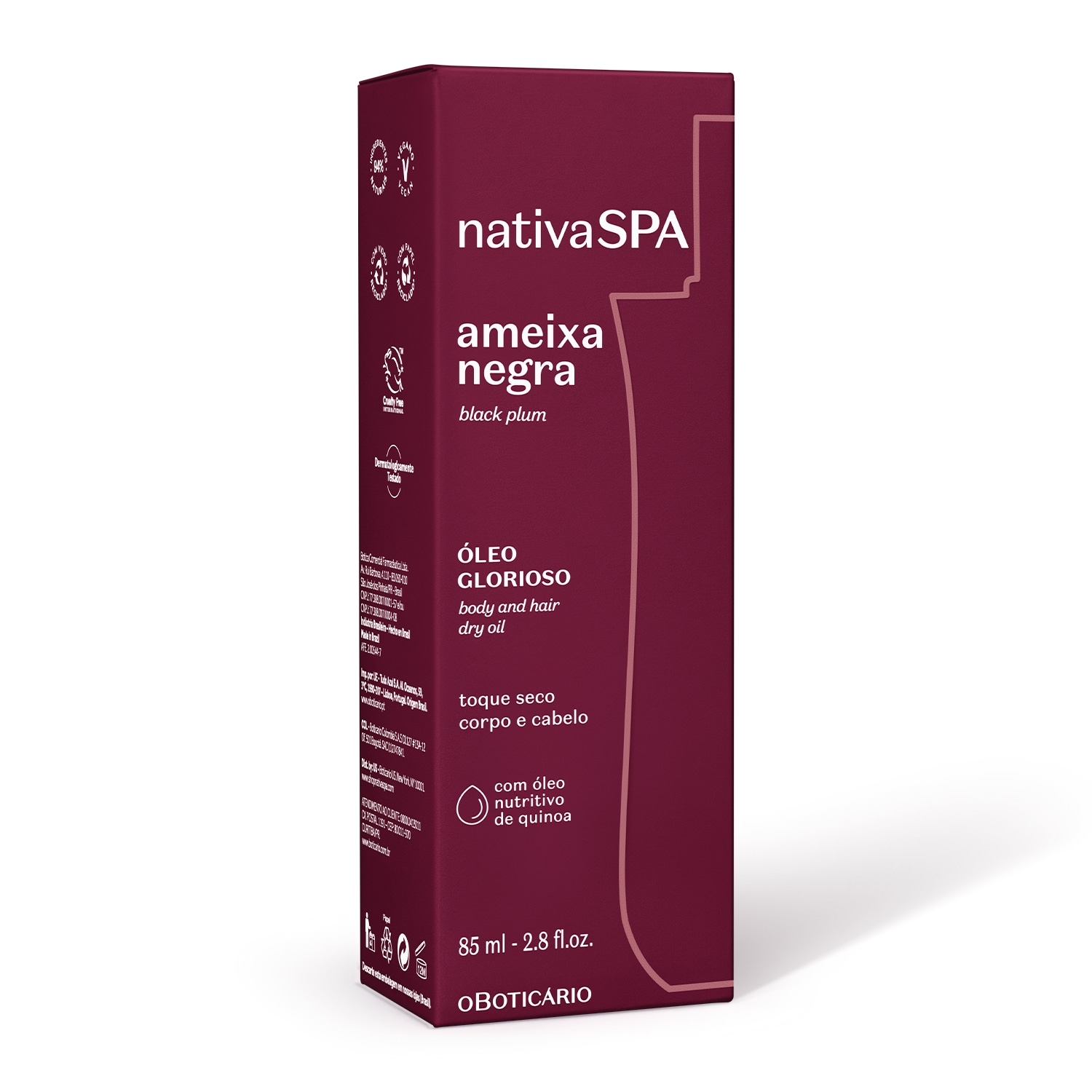 Óleo Multifuncional Glorioso Corpo e Cabelos Nativa SPA Ameixa Negra 85ml