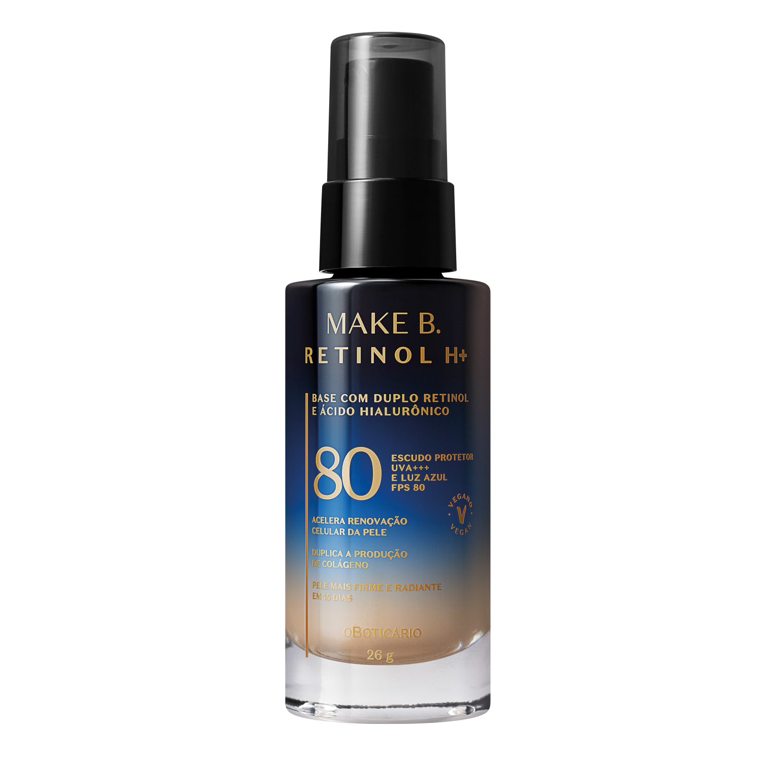 Base Líquida Cor 30 com FPS 80 Make B. Retinol H+ 26g