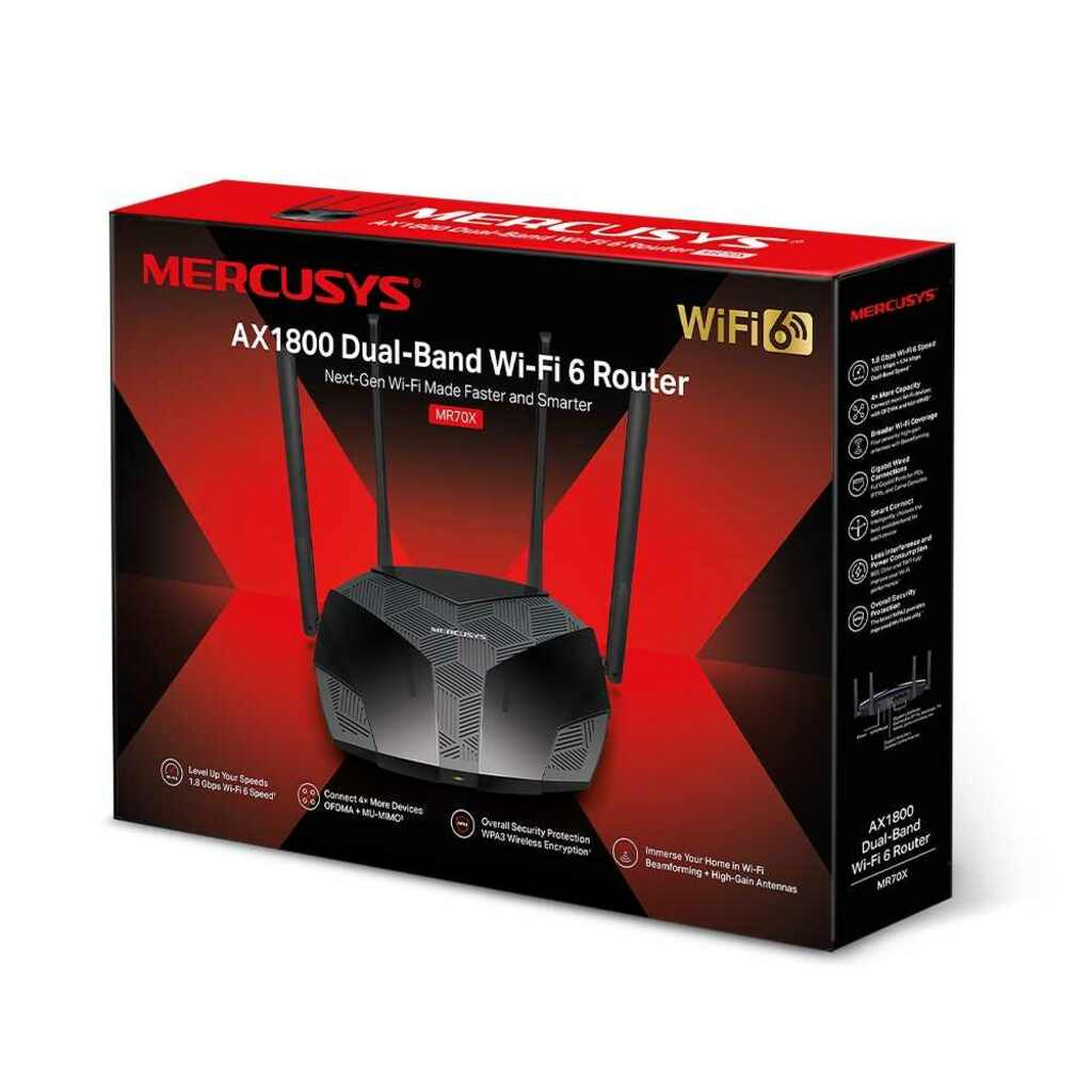Roteador Wireless Mercusys AX1800 Gigabit Dual Band 4 Antenas Mu-mimo Wi-Fi 6 - MR70X