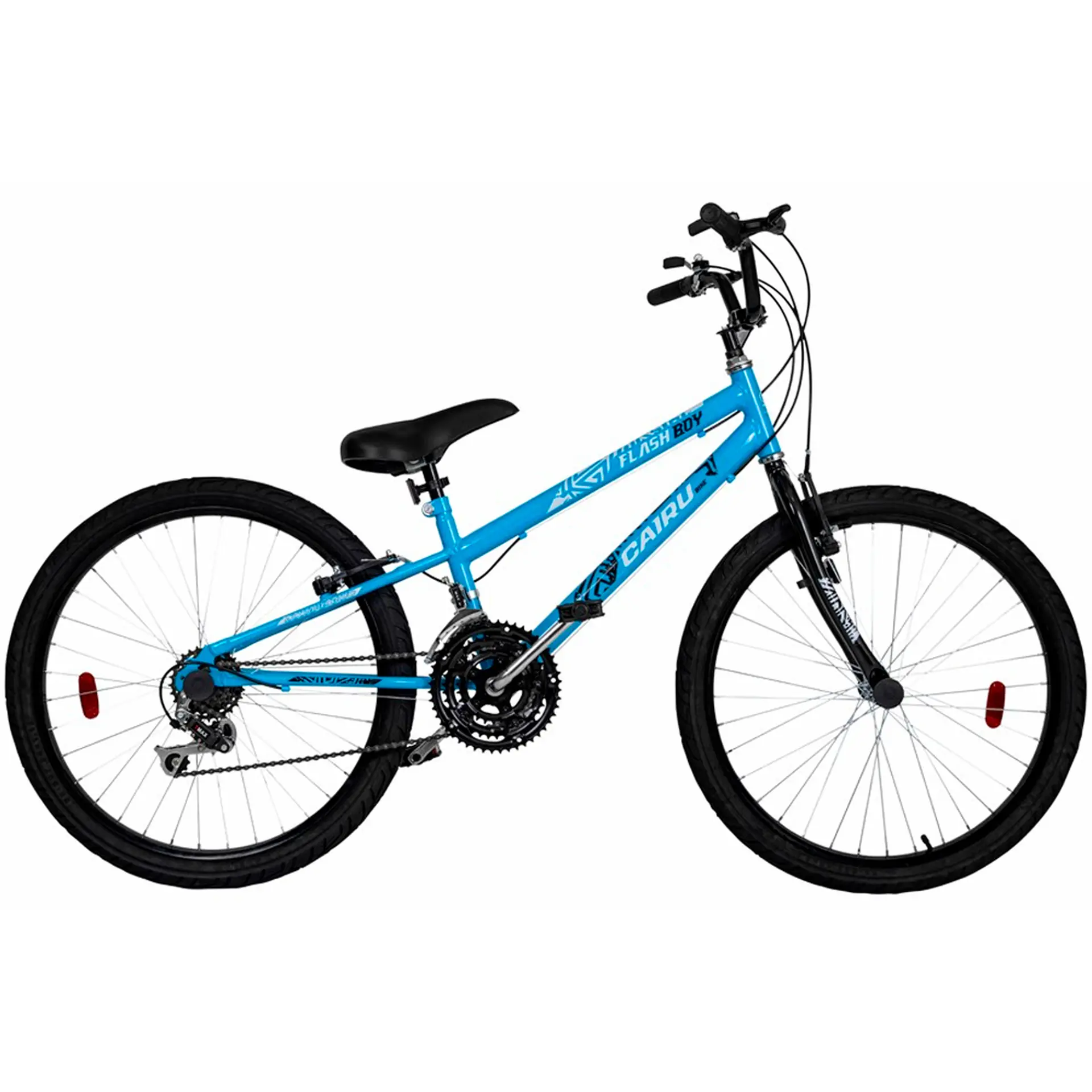 Bicicleta Aro 24 Cairu Flash 21 Marchas Freio V-Brake em Aço Carbono - Azul Turquesa