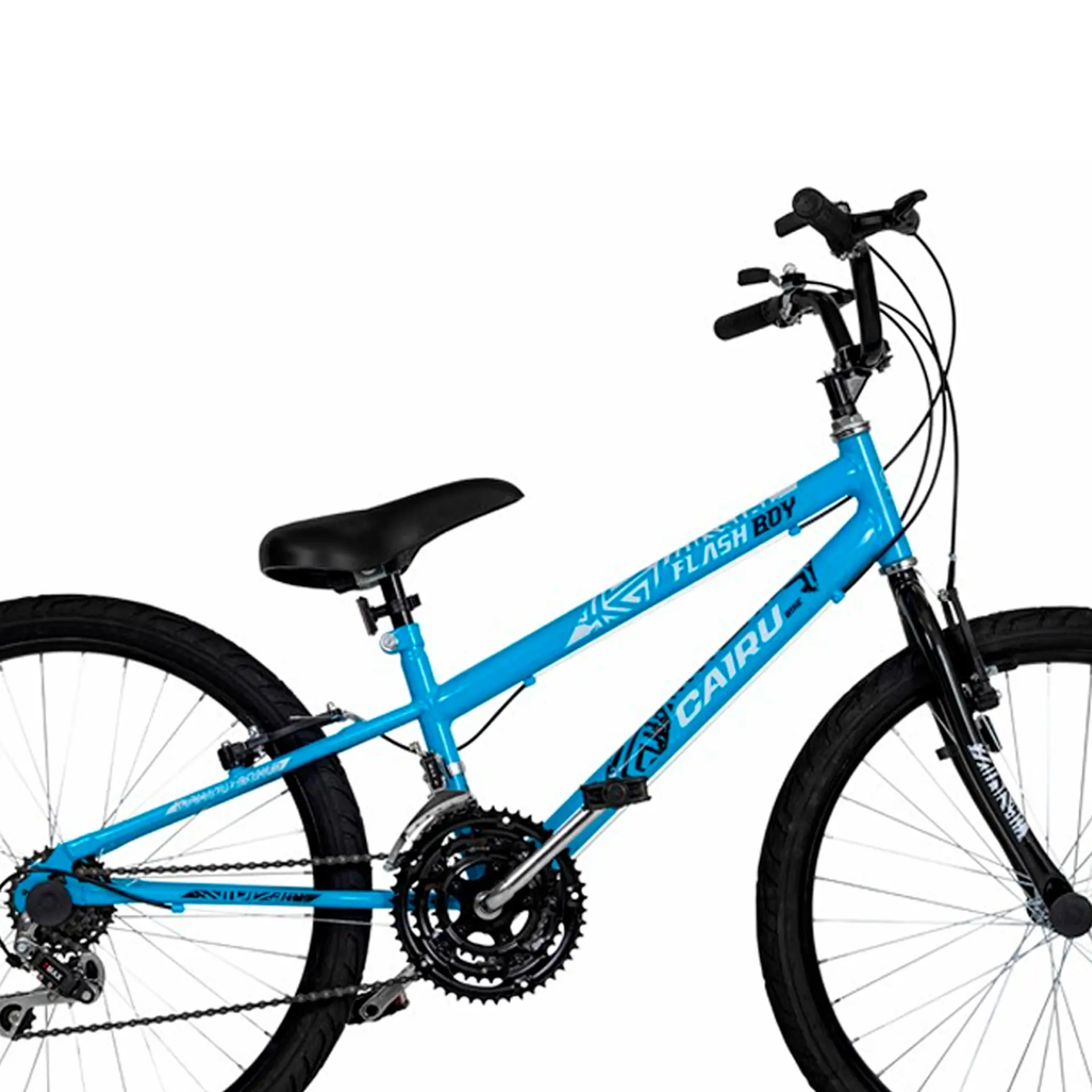 Bicicleta Aro 24 Cairu Flash 21 Marchas Freio V-Brake em Aço Carbono - Azul Turquesa