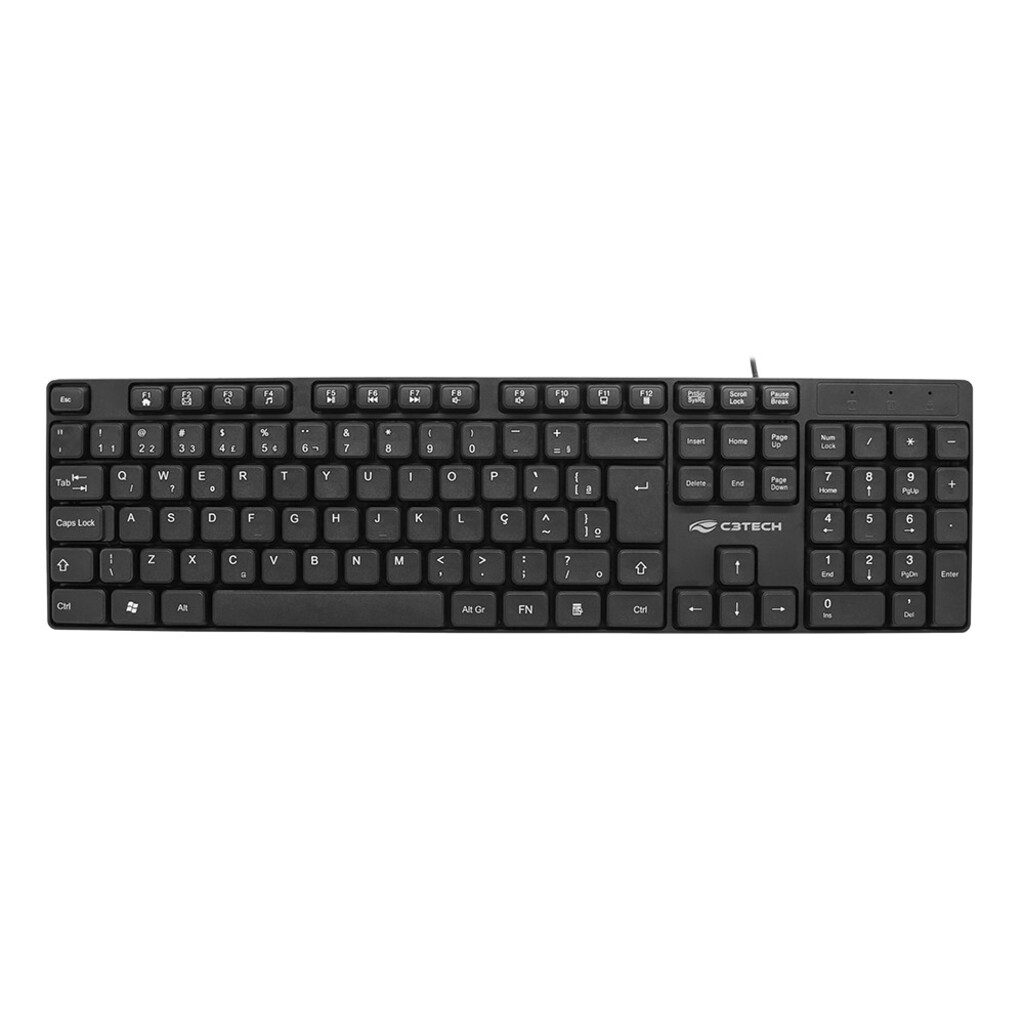 Teclado USB Multimídia C3tech Preto - KB-M10BK